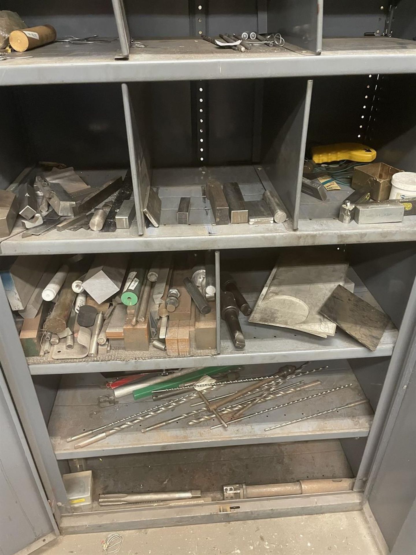 (2) Storage Cabinets w/ Drills, Steel Stock and Misc. Hand Tools - Image 4 of 4
