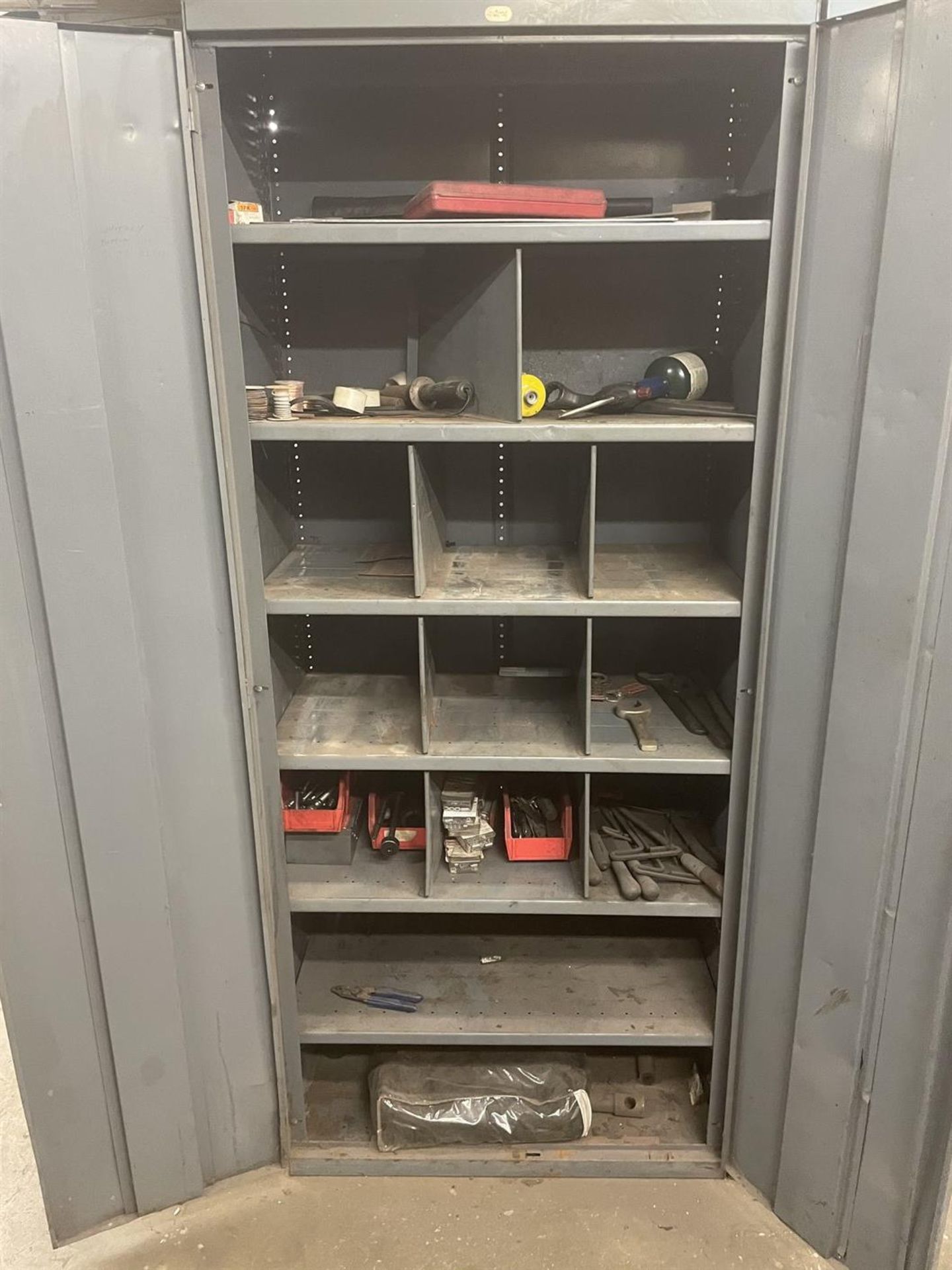 (2) Storage Cabinets w/ Drills, Steel Stock and Misc. Hand Tools - Image 2 of 4