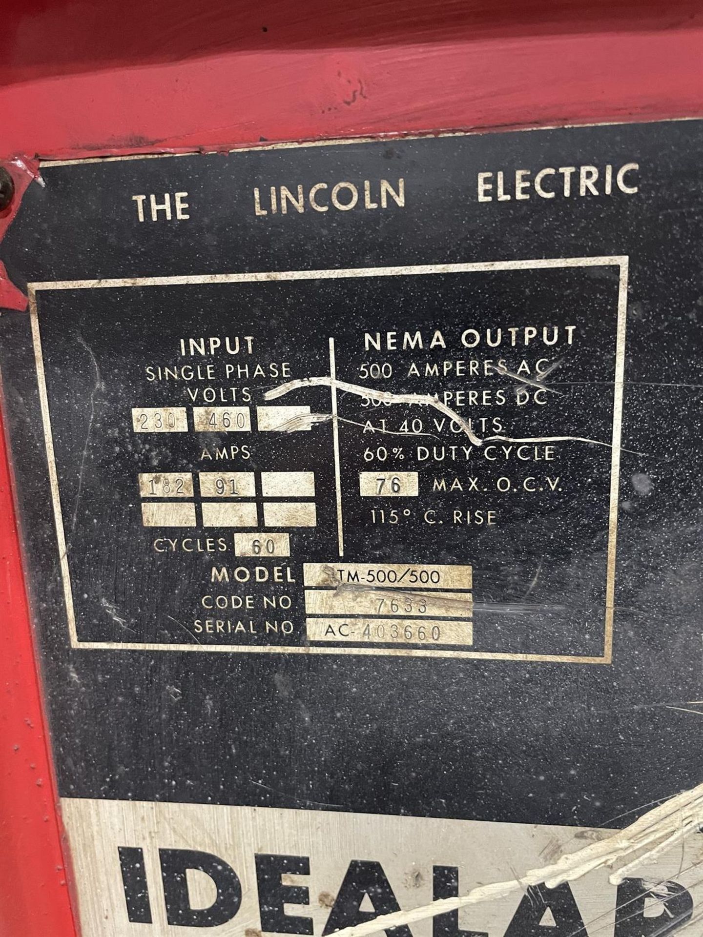 Lincoln Ideal Arc Tm-500 AC/DC Arc Welder - Bild 2 aus 2