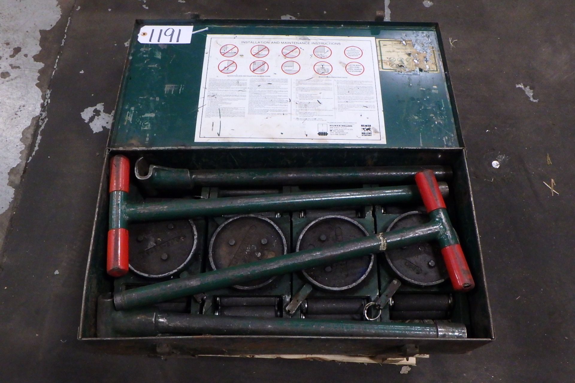 (4) HILMAN ROLLERS Moving Skates, w/ Metal Case