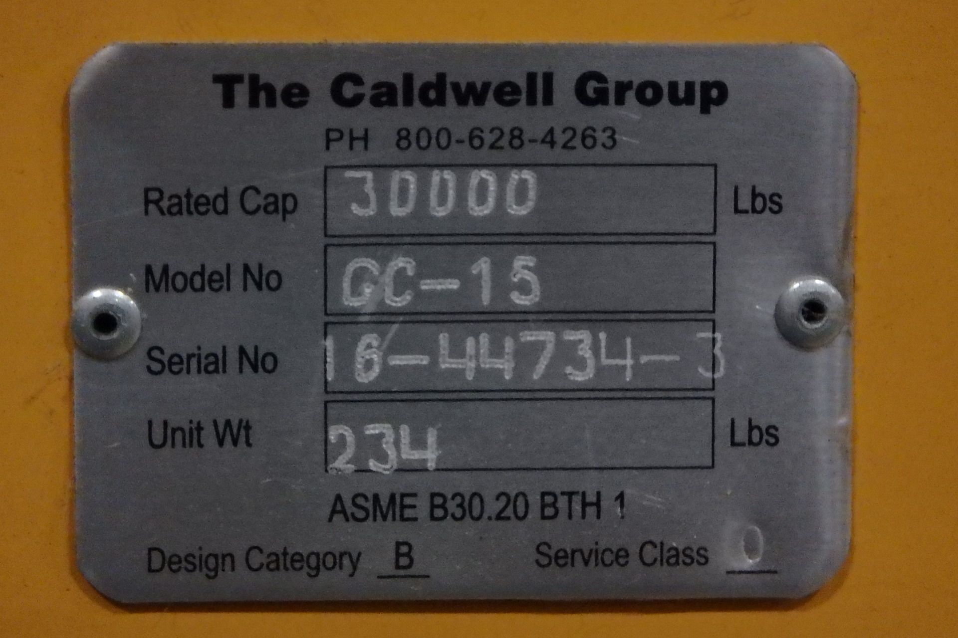 (4) CALDWELL Model CC-15 15-Ton Capacity Lifting Clamps - Image 2 of 2