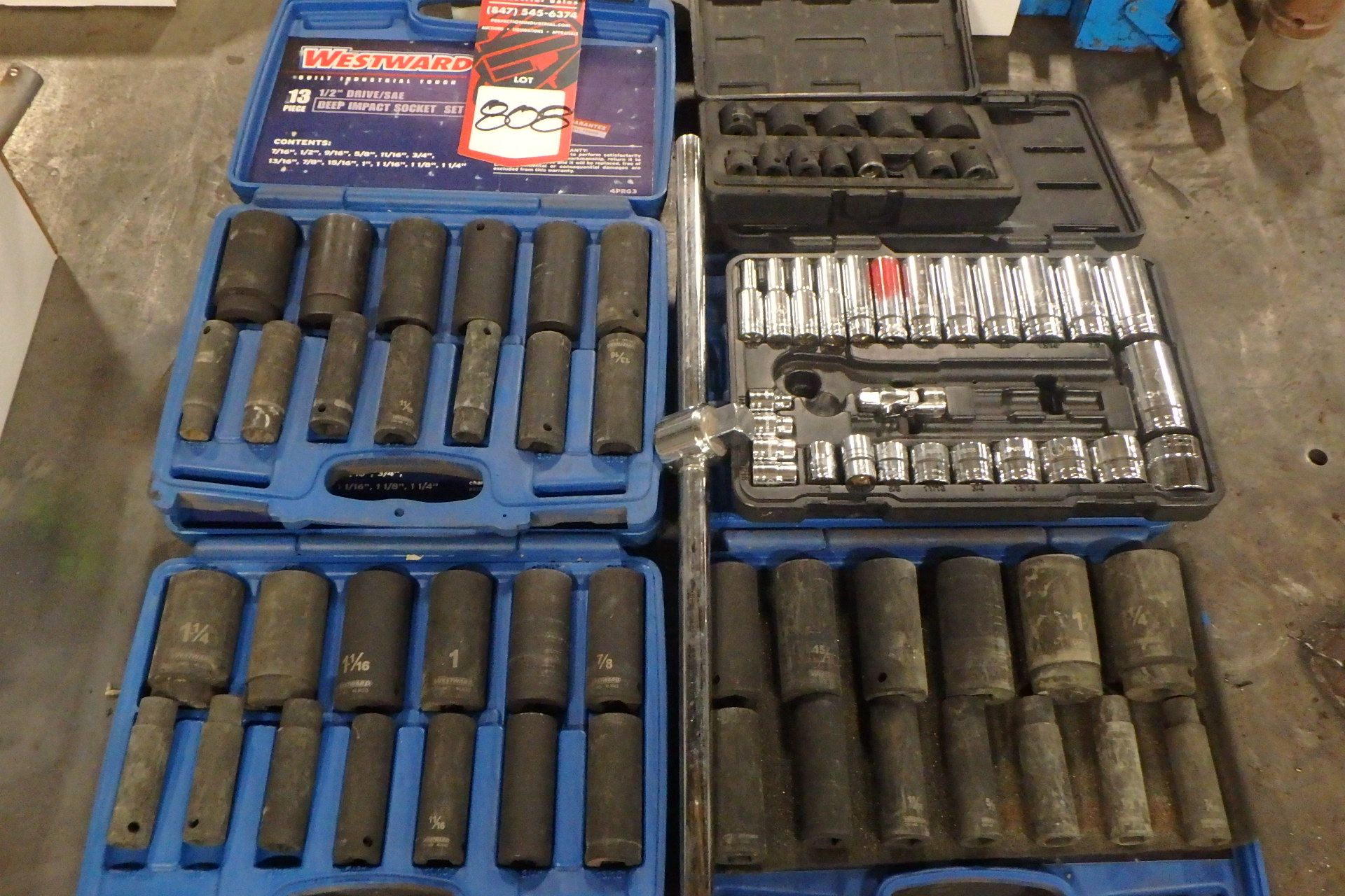 Lot Comprising (4) Assorted Impact Driver Sets, (1) Socket Set