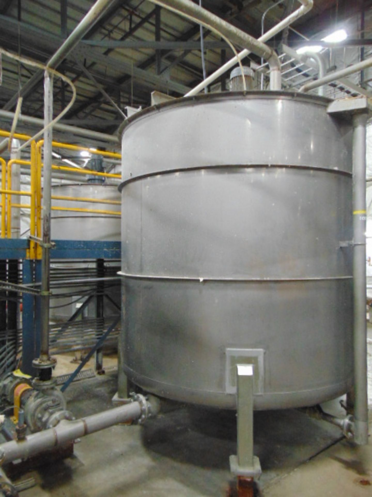 STAINLESS STEEL CONE BOTTOM AGITATED TANK, TAIWAN PULP MACHINERY MDL. TPM-HLPWTAE, 600 gal. cap.,