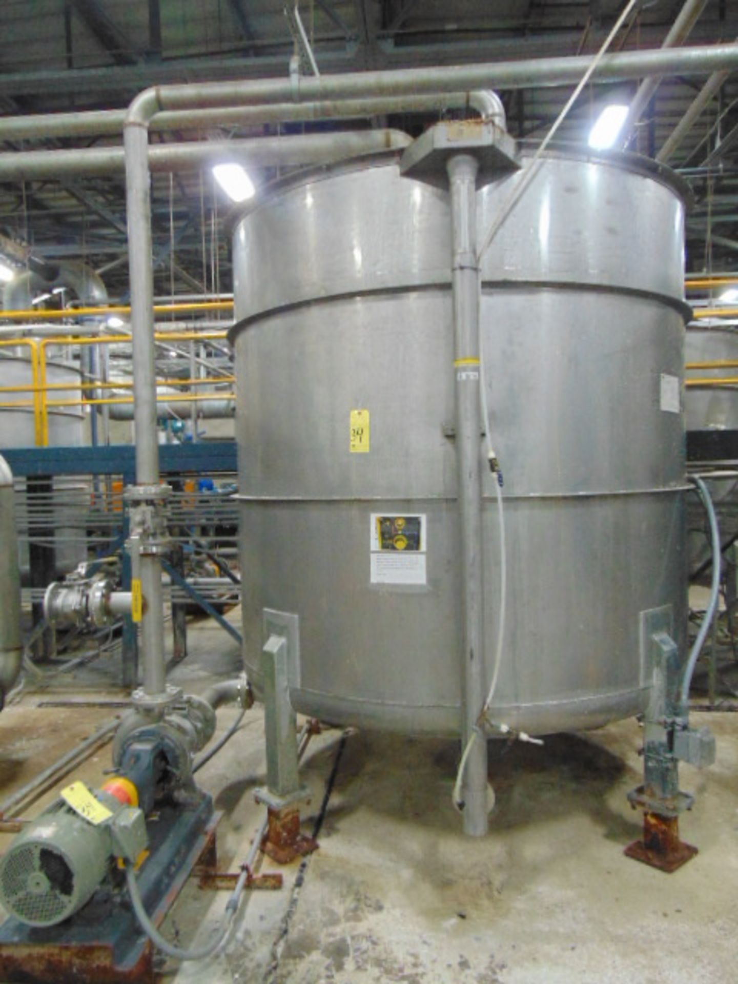 STAINLESS STEEL CONE BOTTOM AGITATED TANK, TAIWAN PULP MACHINERY MDL. TPM-HLPWTAE, 600 gal. cap.,