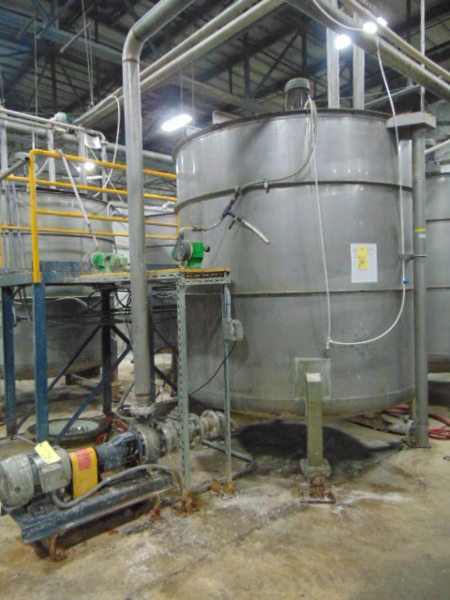 STAINLESS STEEL CONE BOTTOM AGITATED TANK, TAIWAN PULP MACHINERY MDL. TPM-HLPWTAE, 600 gal. cap.,