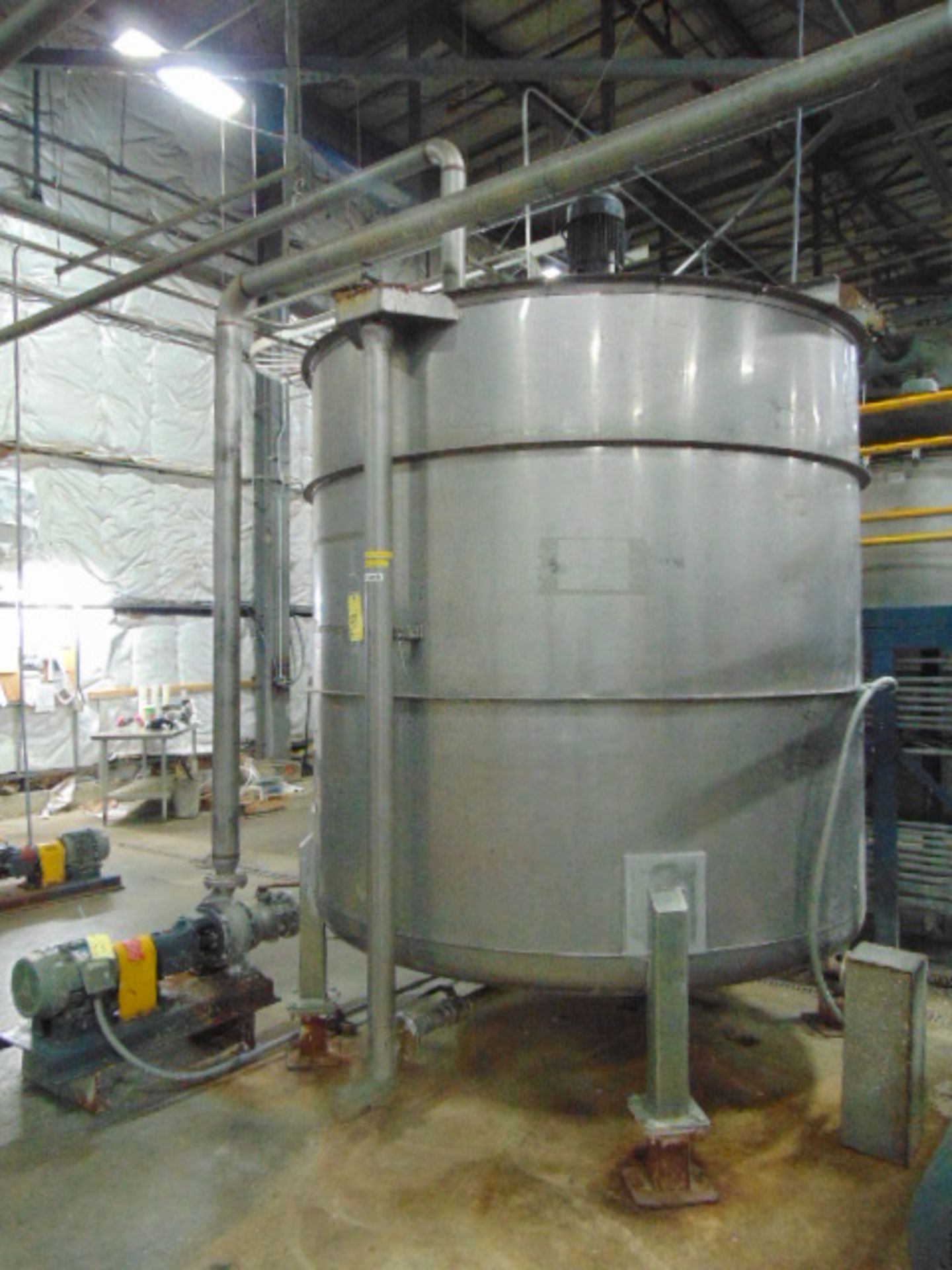 STAINLESS STEEL CONE BOTTOM AGITATED TANK, TAIWAN PULP MACHINERY MDL. TPM-HLPWTAE, 600 gal. cap.,