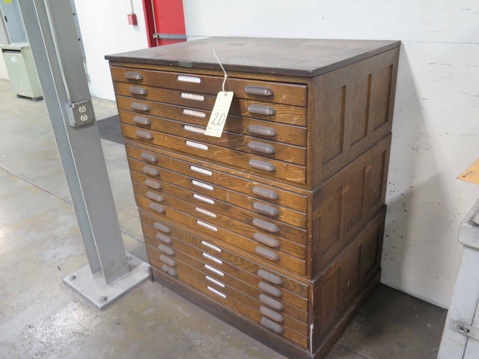 BLUEPRINT CABINET, wooden, w/(15) drawers - Image 2 of 2