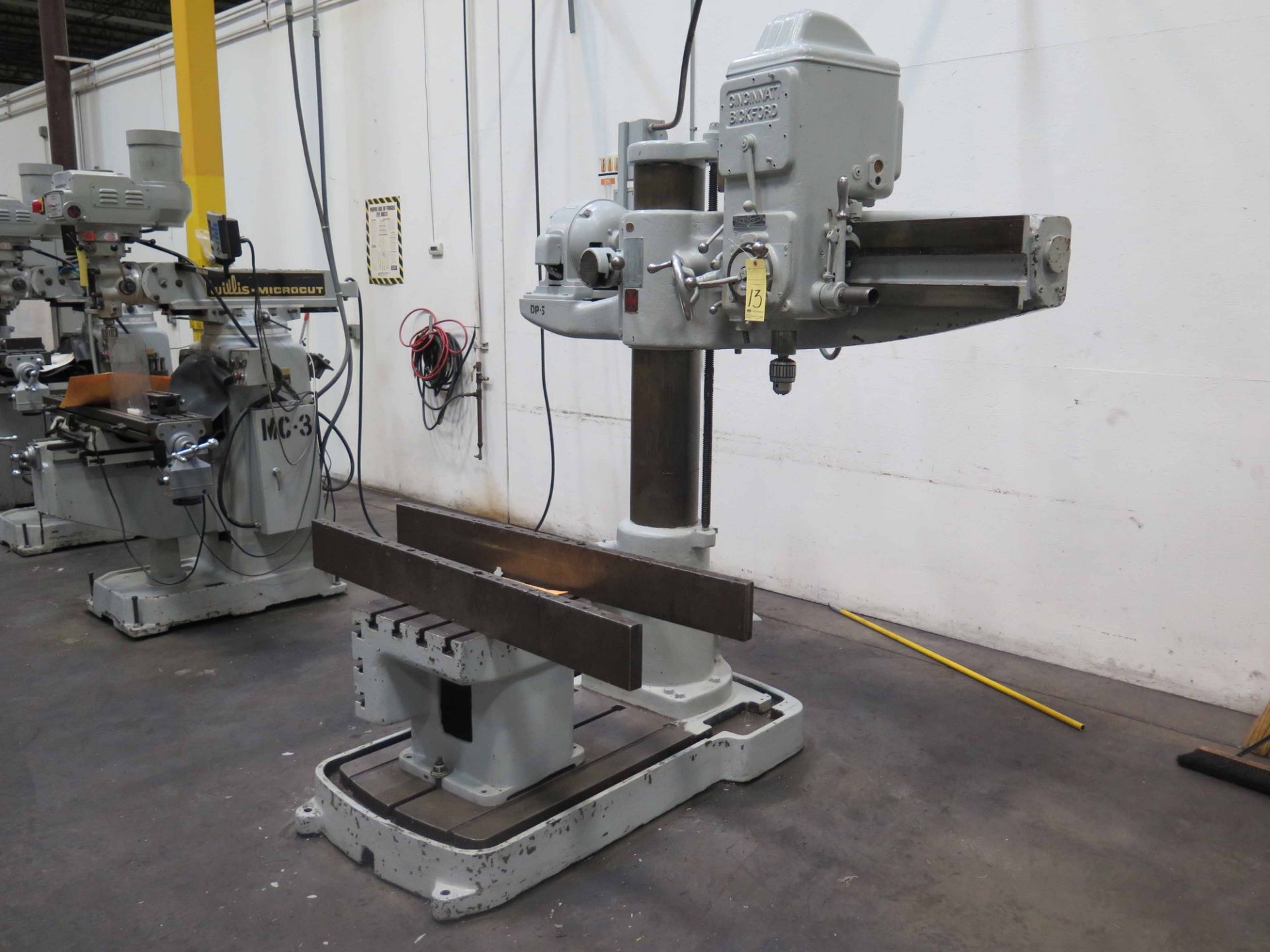 RADIAL ARM DRILL, CINCINNATI BICKFORD , 4' Reach on arm, 9" dia. column, box table, S/N N.A. - Image 2 of 2