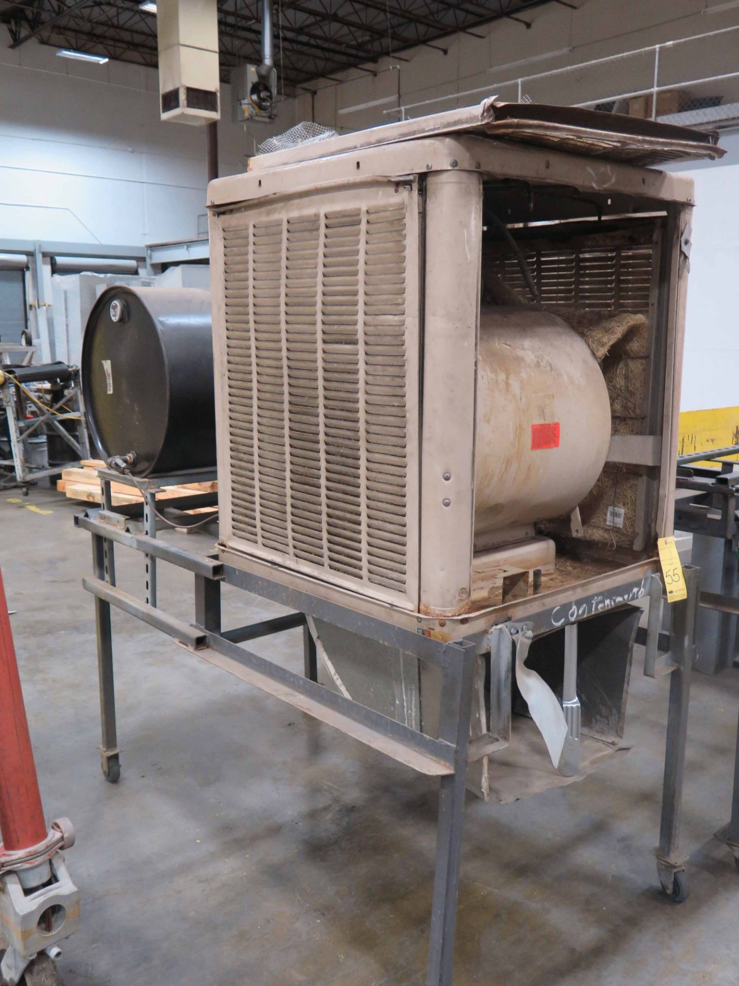 SWAMP COOLER, CHAMPION, w/55 gal. coolant basket, mounted on castered stand