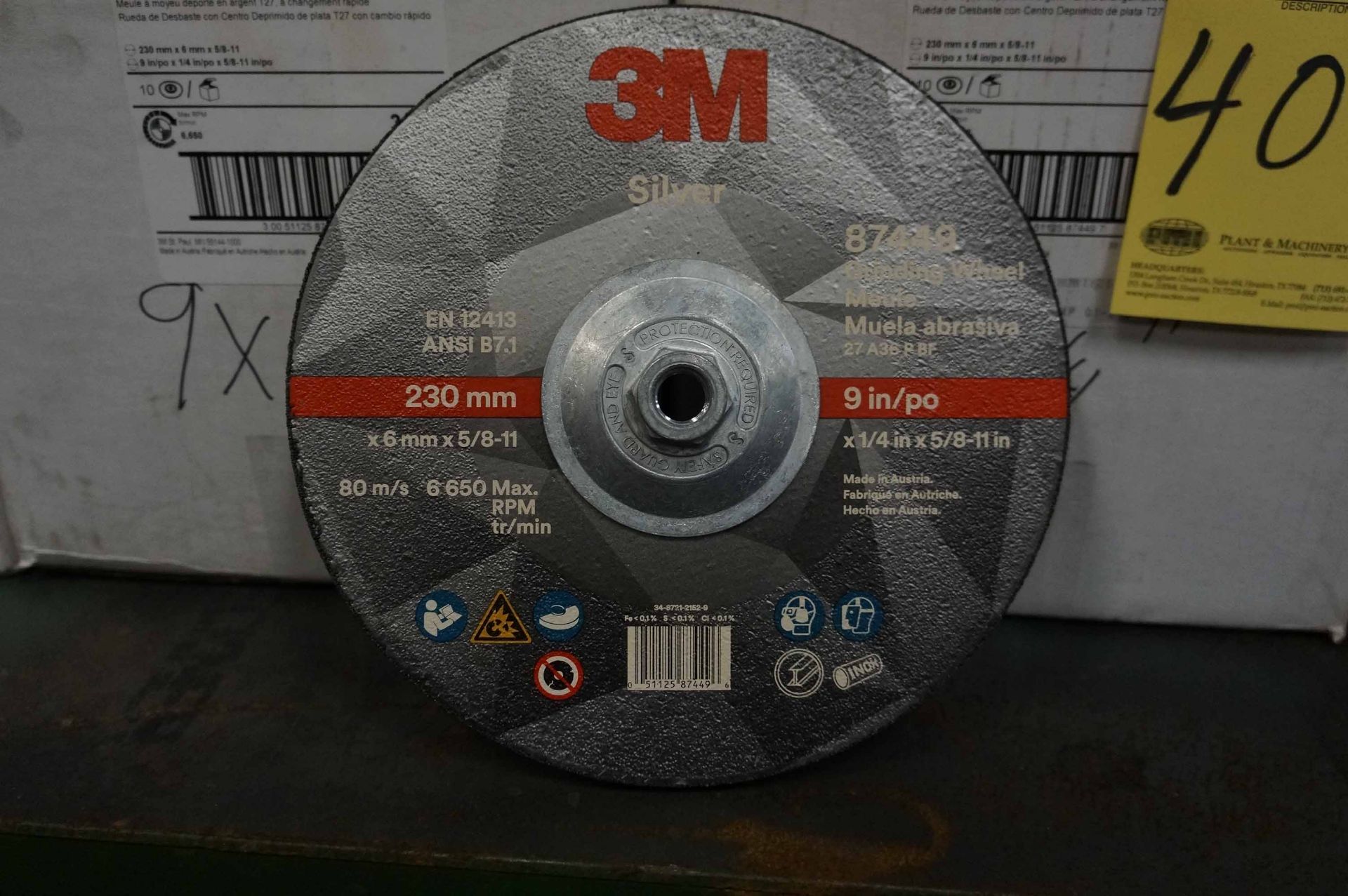LOT OF GRINDING WHEELS (approx. 50), 3M MDL. 87449, 9" dia. x 1/4" (new) - Image 2 of 2
