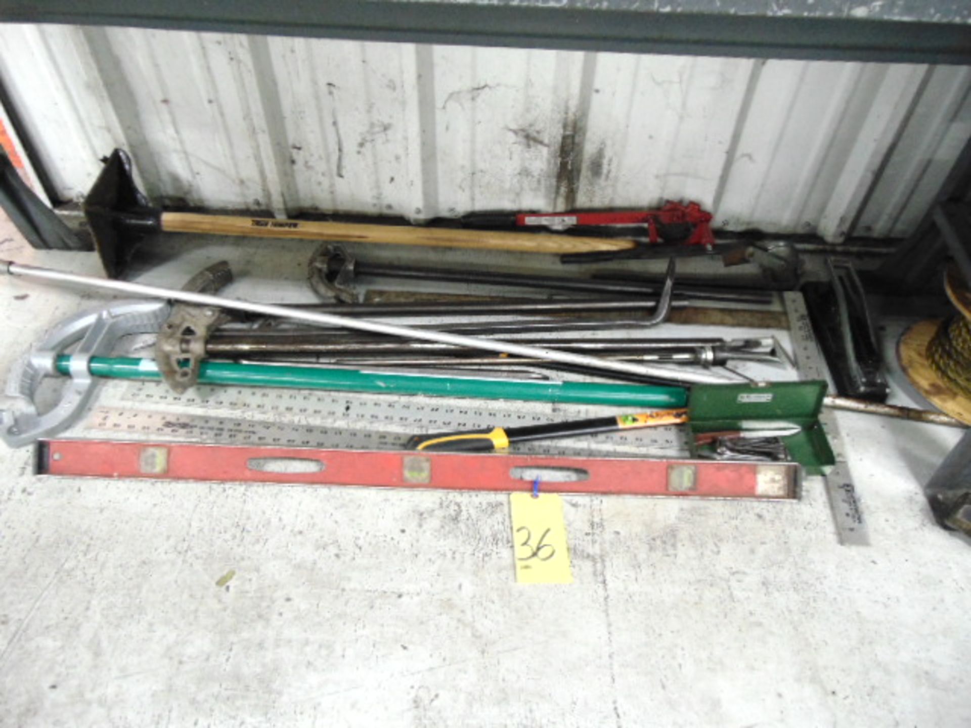 LOT CONSISTING OF: hand tools & misc., assorted (under three benches)