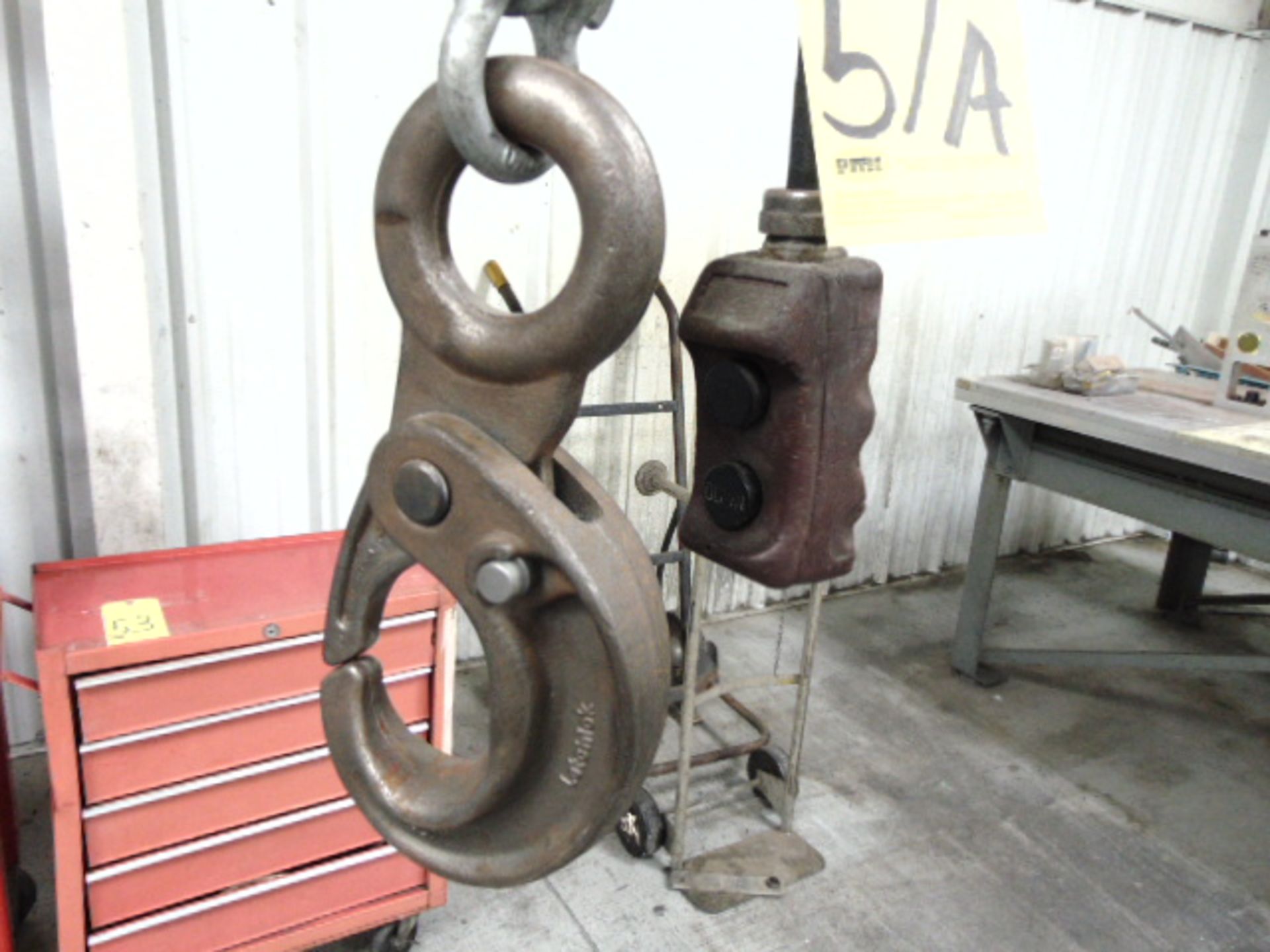 ELECTRIC CHAIN HOIST, DAYTON, 1 T. cap., w/trolley (no rail) - Image 2 of 2