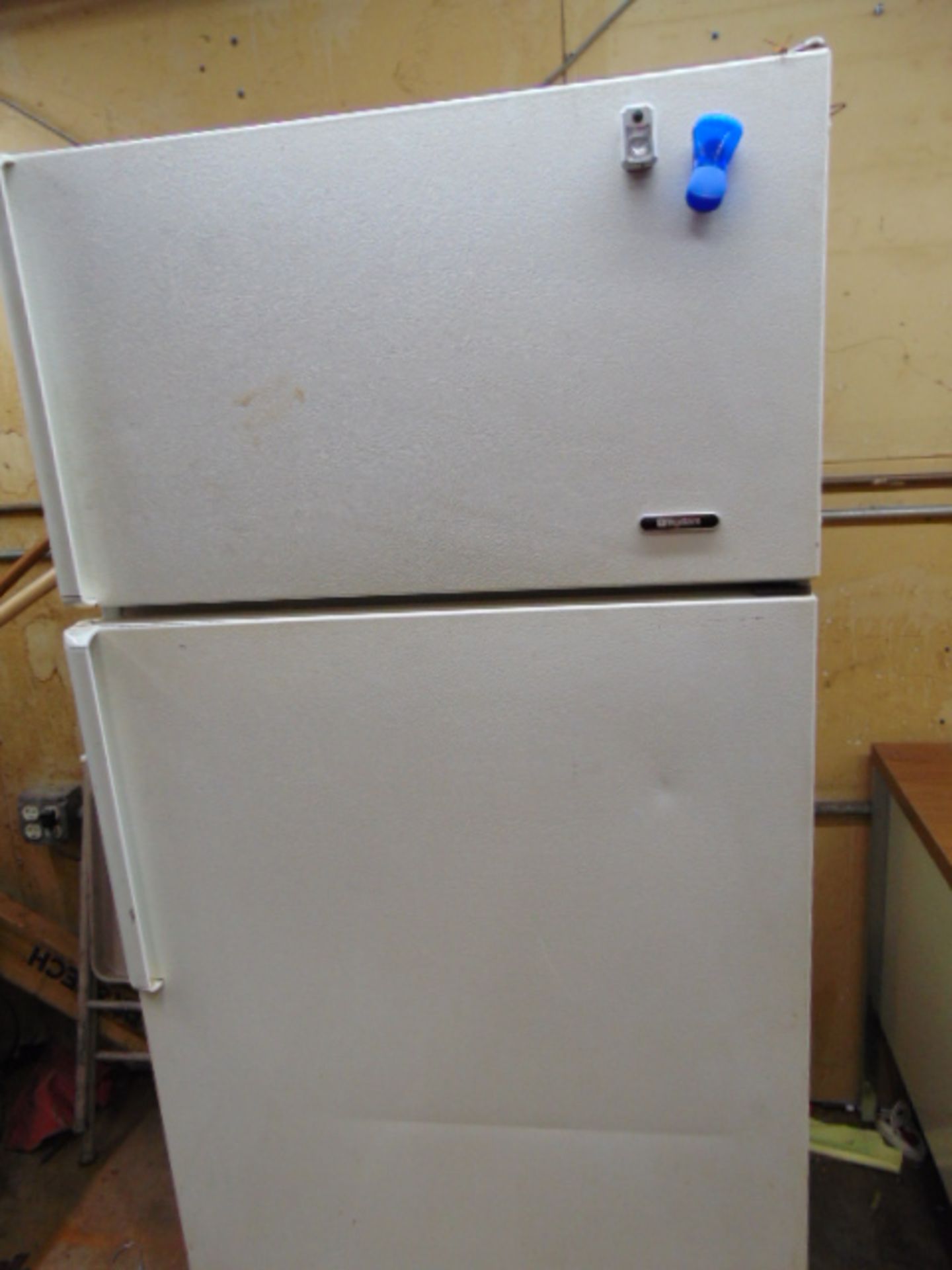 LOT CONSISTING OF: desk, (2) file cabinets, (3) chairs & refrigerator - Image 3 of 3
