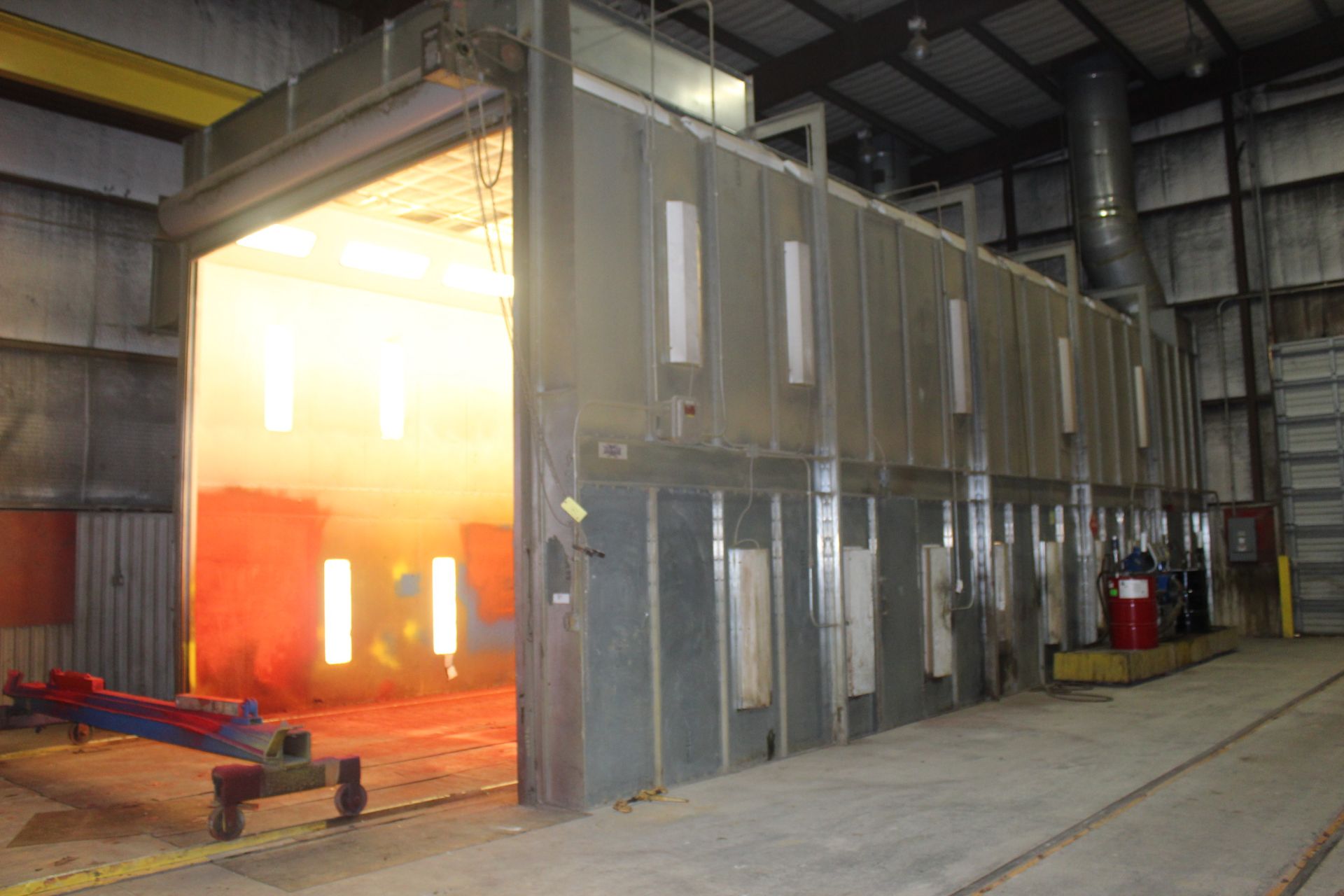 PAINT BOOTH, COL-MET 15"W. X 50'L. X 20' HT., lighting system, V-type rail served, filtration