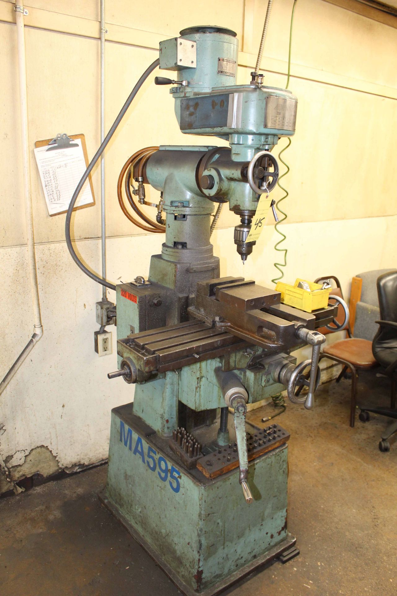 VERTICAL TURRET MILL, JET MDL. JVM-840, 7” x 30” table, Kurt vise, 1-1/2 HP main motor, S/N 55915 - Image 2 of 2