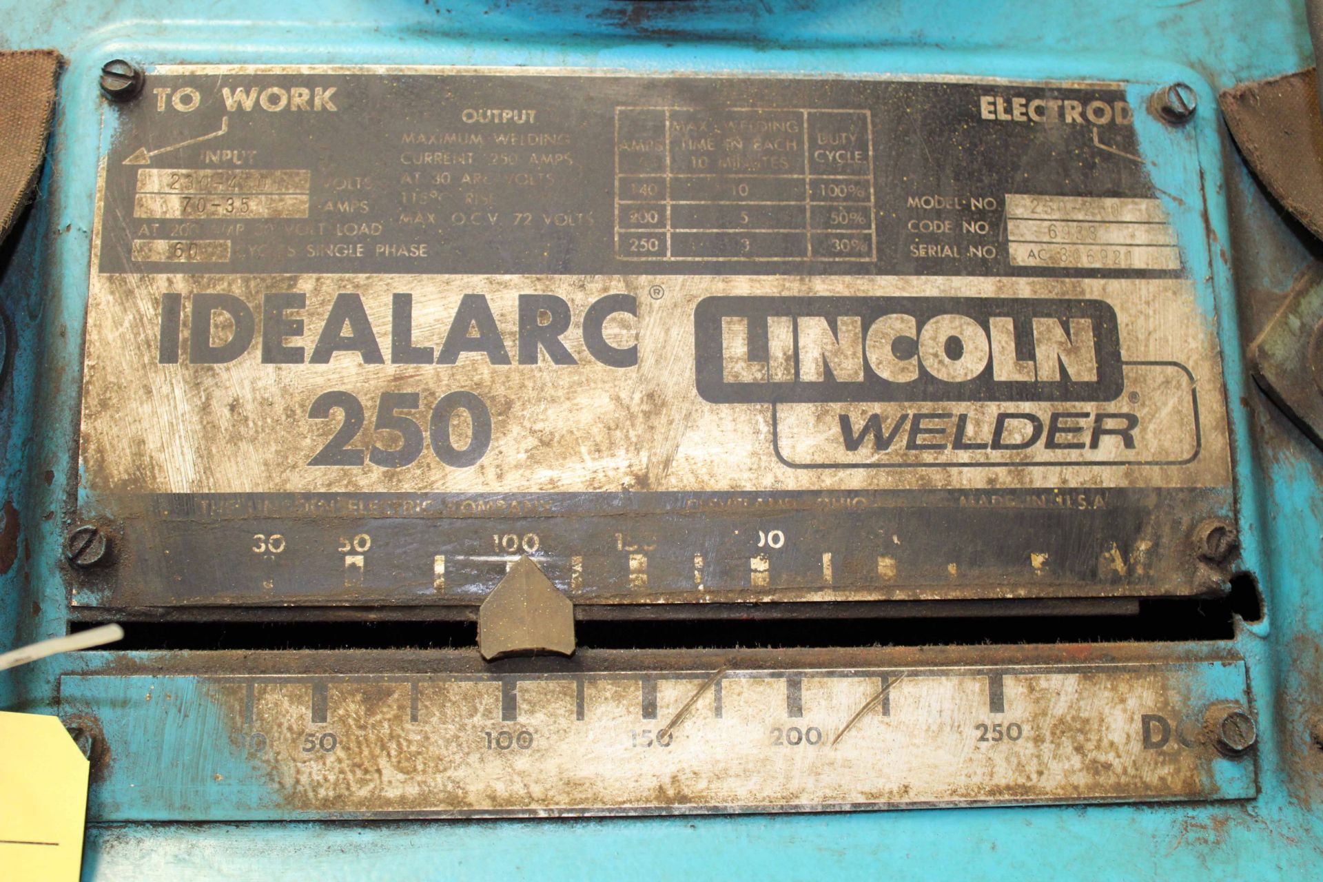 WELDING MACHINE, LINCOLN MDL. IDEALARC 250, S/N AC306921 - Image 2 of 2