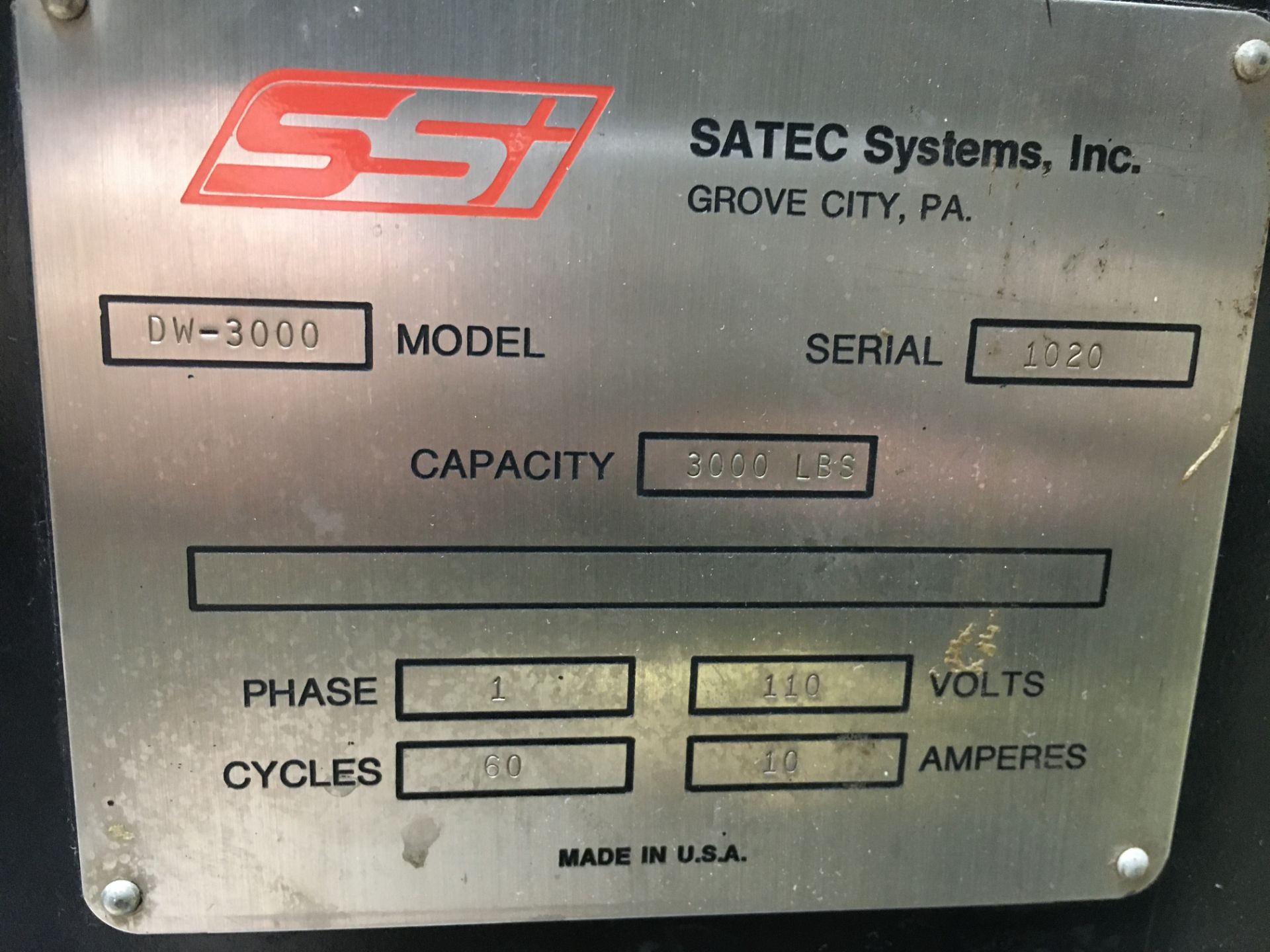 DROP WEIGHT TESTER, SATEC SYSTEMS, MDL. DW-3000, APPROX. HEIGHT 18', PH 1, 110 V, S/N 1020 - Image 5 of 5