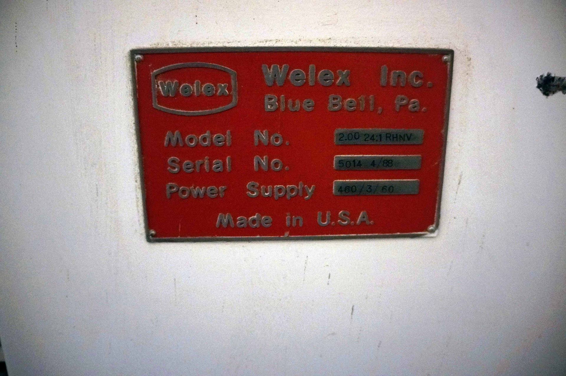 PLASTIC EXTRUDER, WELEX MDL. 2.00 24:1 RHNV, 3-barrel, air cooled barrel, 1 die zone, 2” screw dia., - Image 7 of 7