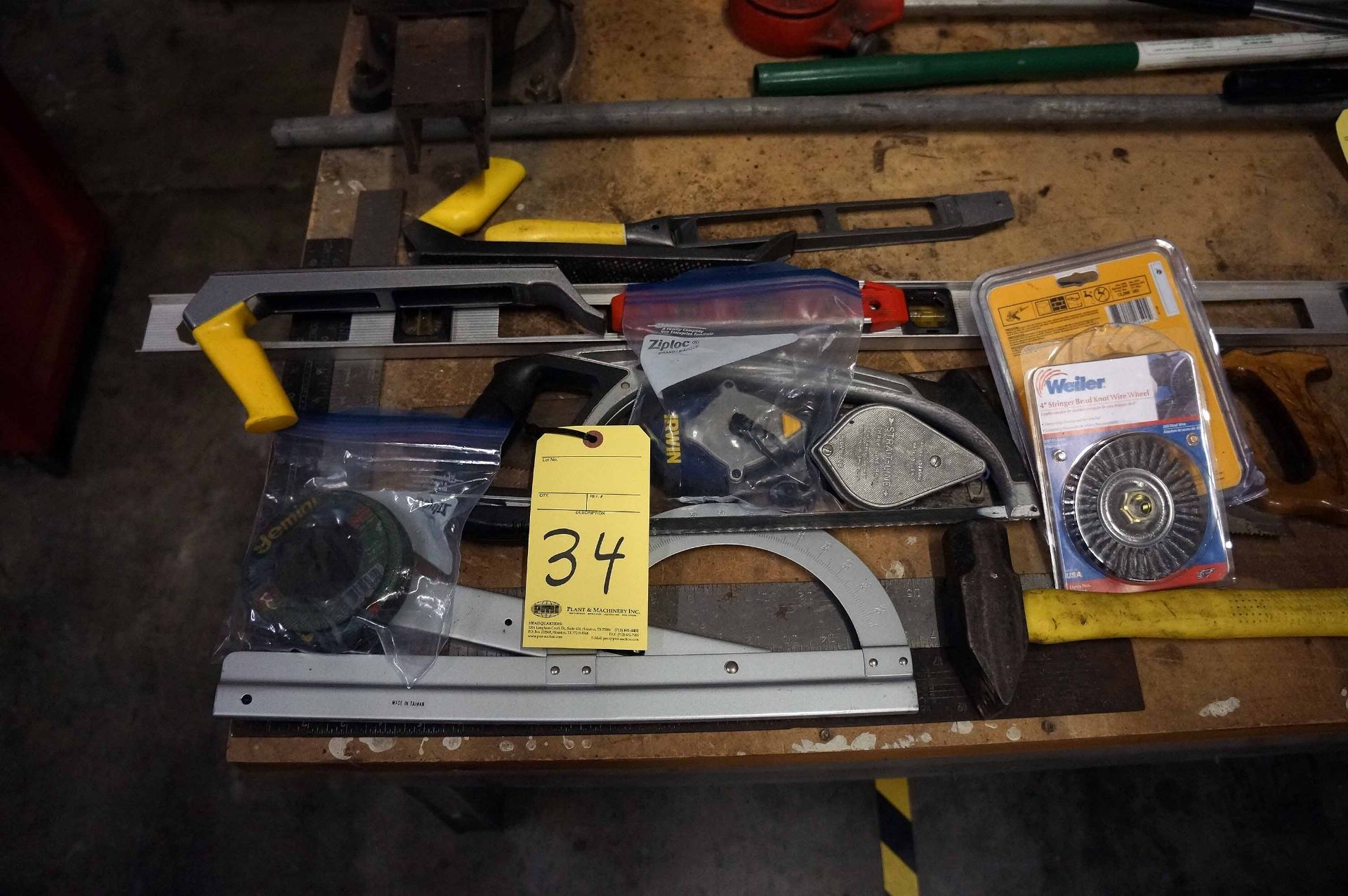 LOT CONSISTING OF: levels, hand planers, chalk lines, saws, protractor square, etc.