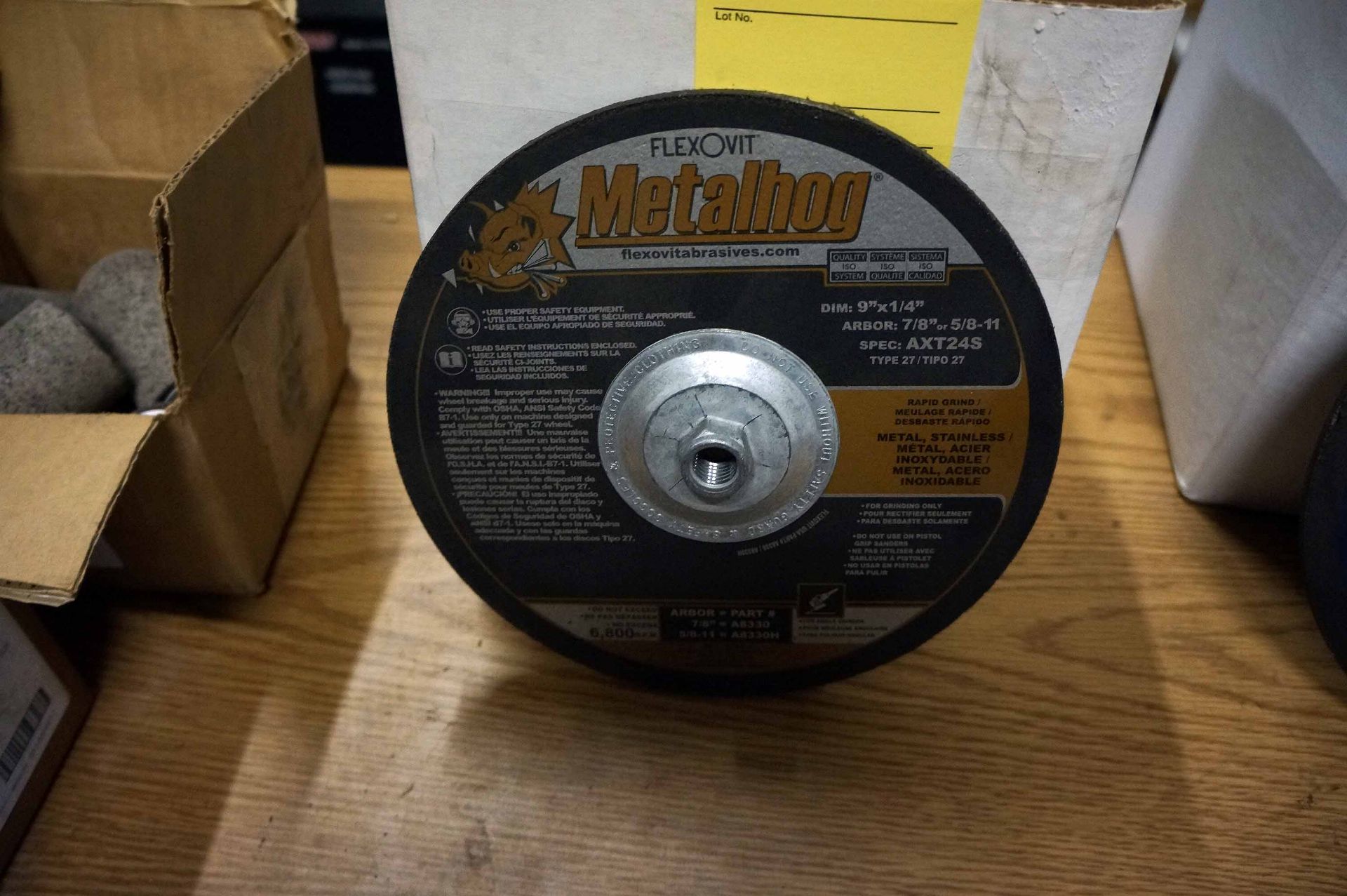 LOT OF GRINDING WHEELS, 3M MDL. 30879 GOLD, 9" dia. x 1/4", for stainless (approx. 10) (new)