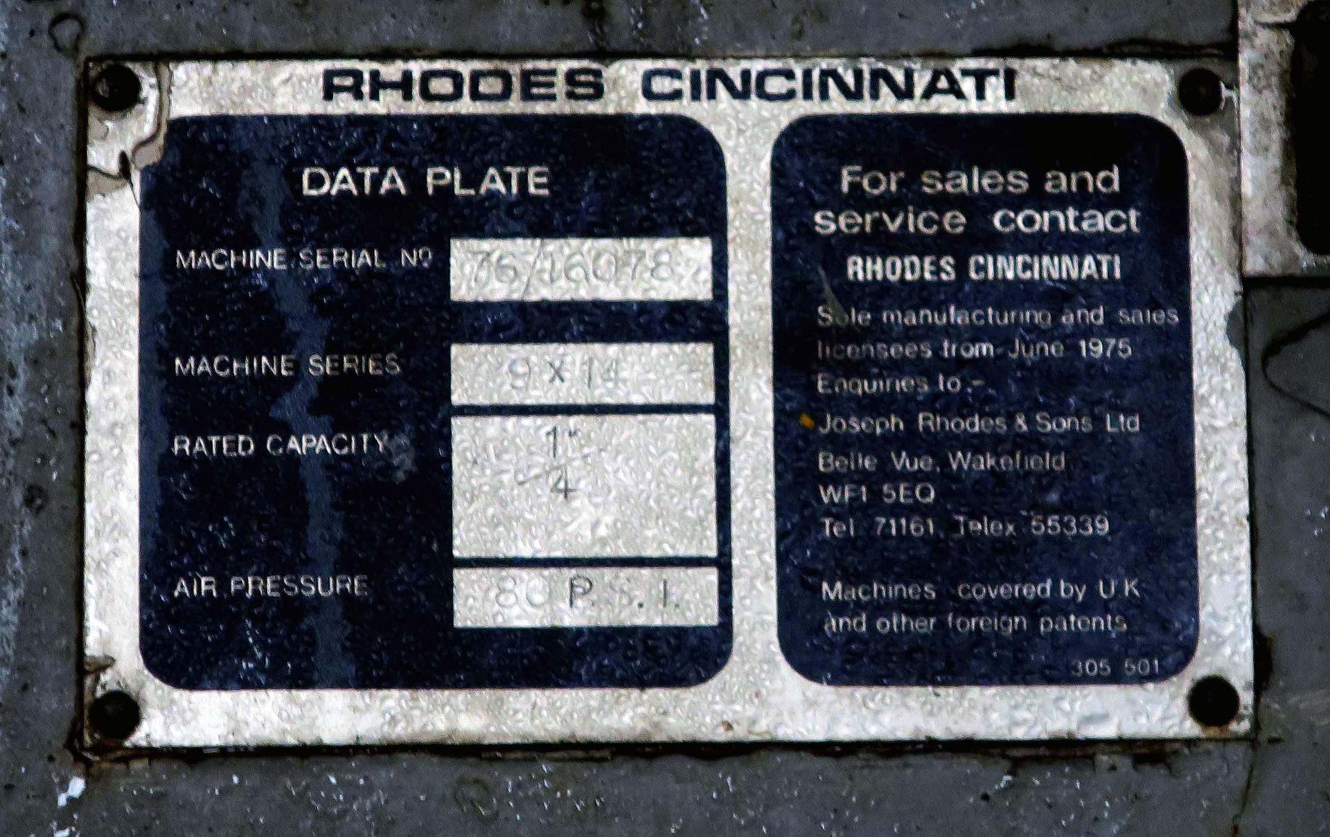 MECHANICAL PRESSBRAKE, RHODES-CINCINNATI 225 T. CAP., SERIES 9X14, 16' overall, 14'-6" dist. btn. - Image 3 of 6