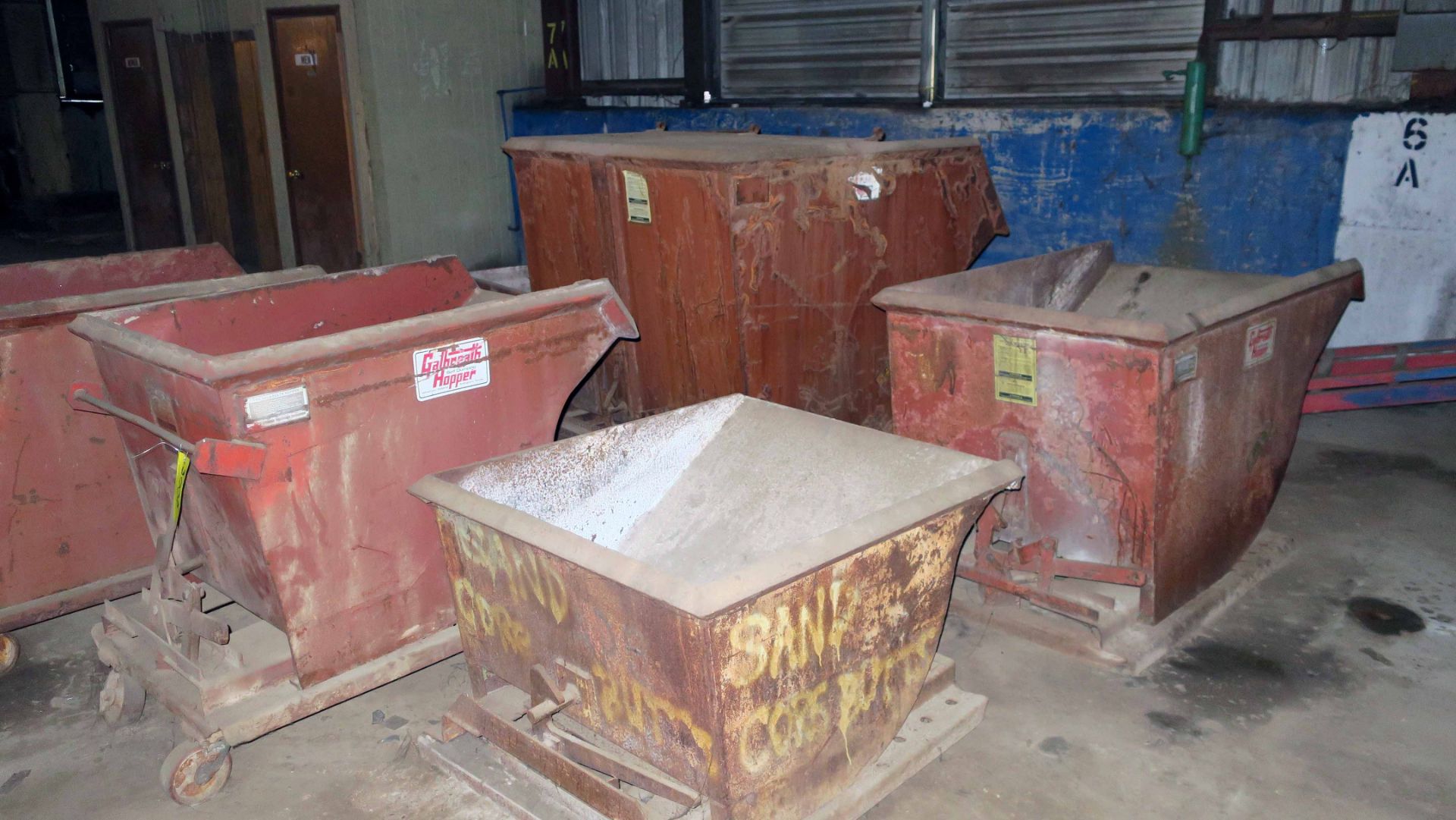 LOT OF SELF-DUMPING HOPPERS (5), GALBREATH, assorted sizes (Location F: 2412 Eulaton Road, Anniston,