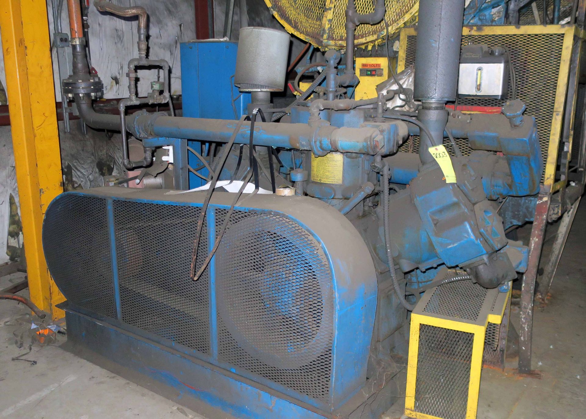 RECIPROCATING AIR COMPRESSOR, QUINCY, 60 HP motor, 2-stage, skid mtd. (Location E: 811 West