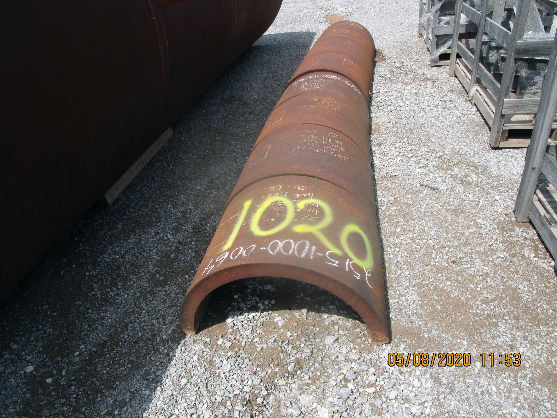 LOT CONSISTING OF: (APPROX. 8) SHELL,ROLLED,HALF-CYLINDER,33" O.D. X 24" LG X 2-1/2" THK,END PREP: