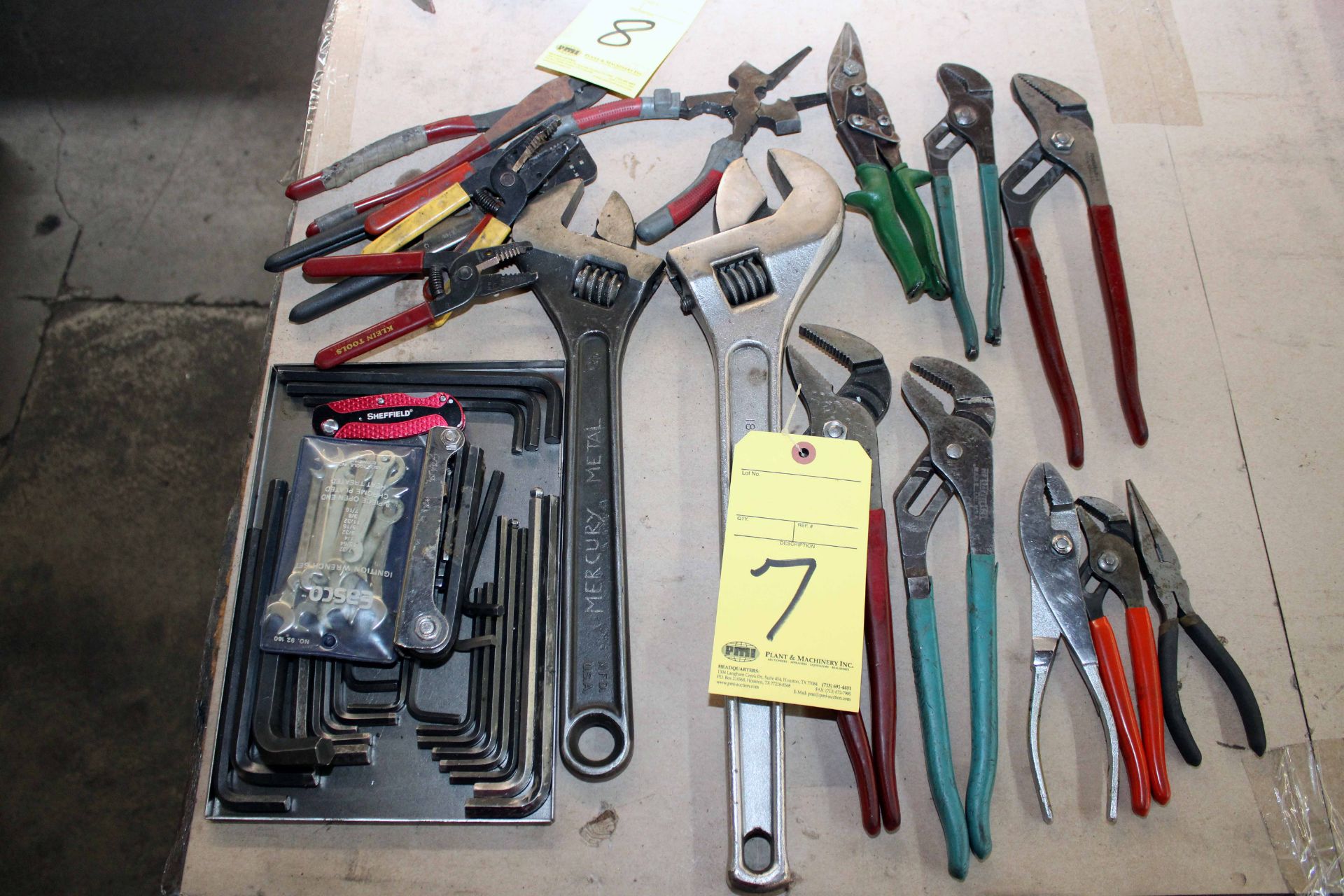 LOT CONSISTING OF: crescent wrenches, pliers, wire strippers, Allen wrenches