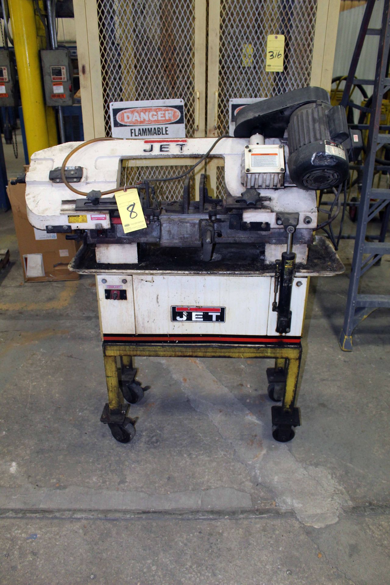 HORIZONTAL BANDSAW, JET 9", on roller stand