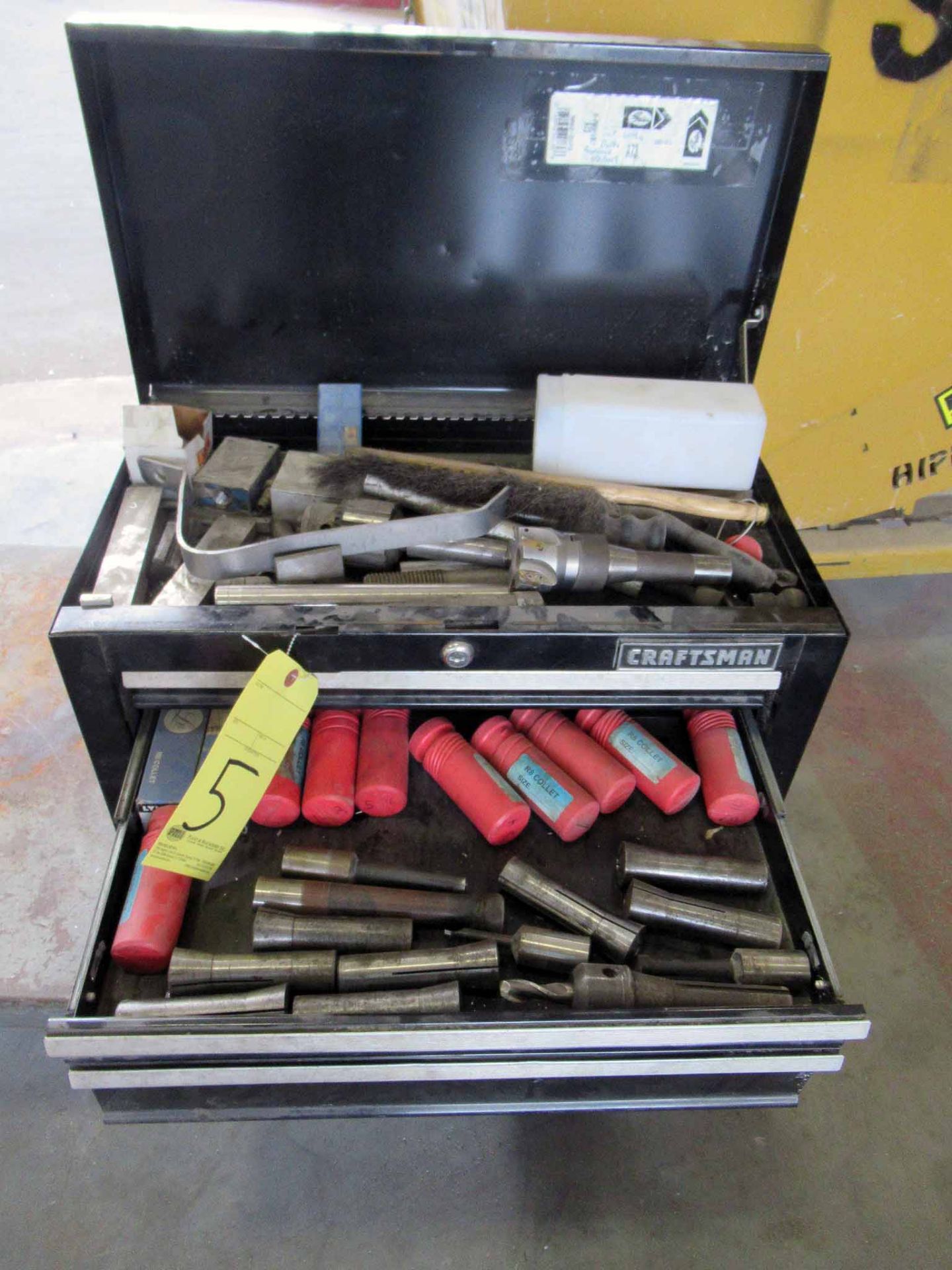 TOOLBOX, CRAFTSMAN, 3-drawer, w/Jacobs chuck, collet set, endmill cutter, inserts, etc. (Location 1: