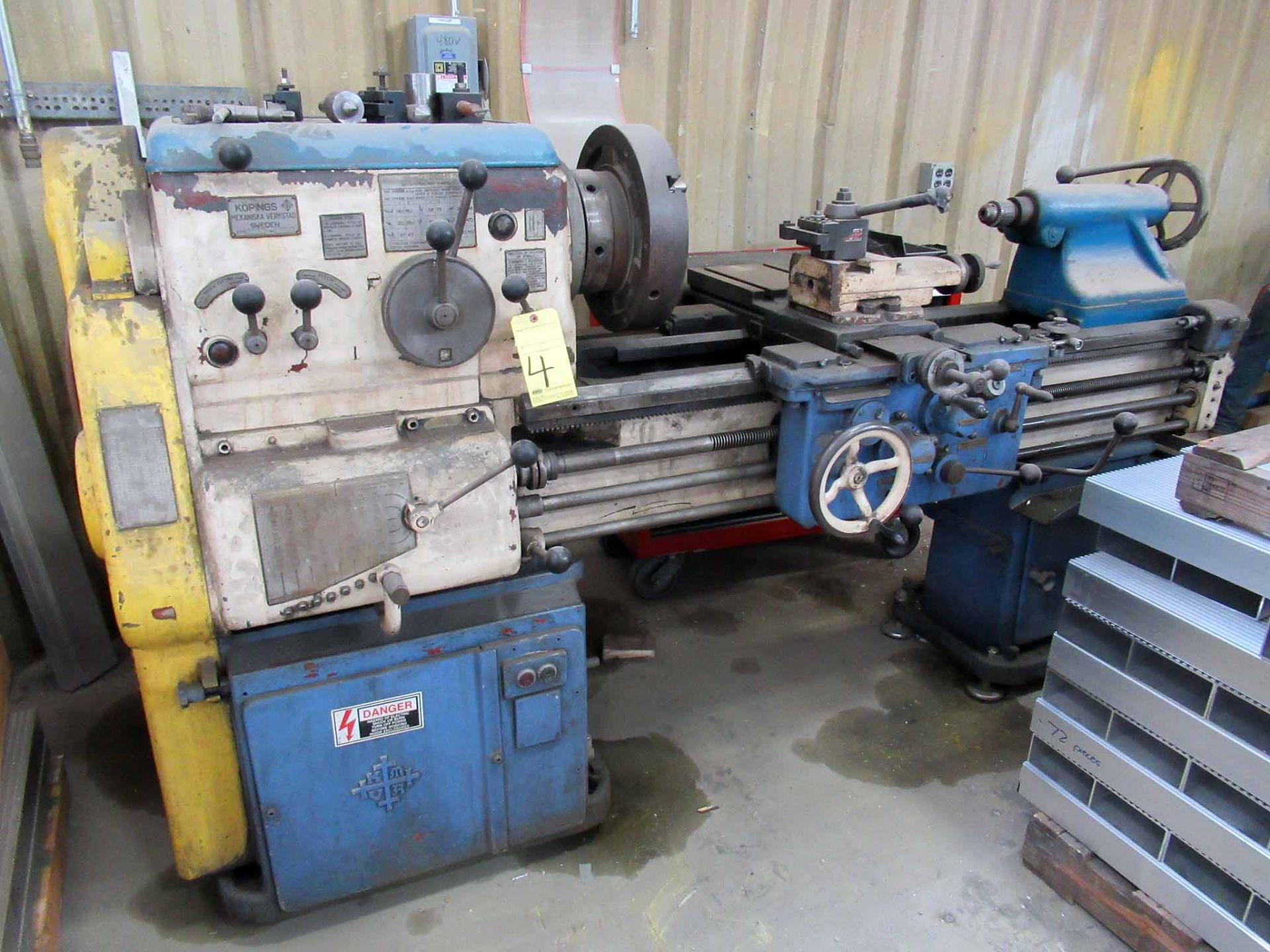 ENGINE LATHE, KOPINGS 20” X 40” MDL. S10B, 2-3/4” spdl. bore, taper attach., 15” dia. 3-jaw chuck,