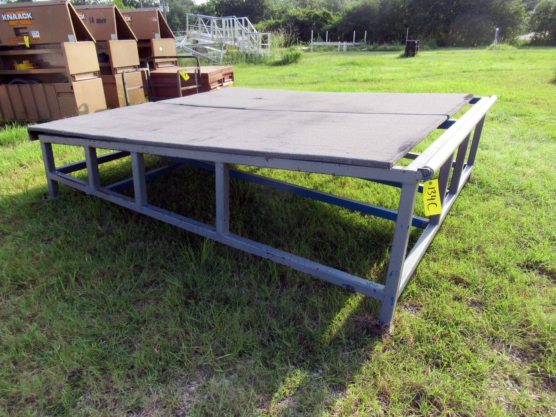 ANGLED SHEETING TABLE, Approx. 10' x 10', gravity fed with roller (Location 2: HMT, LLC, 23832