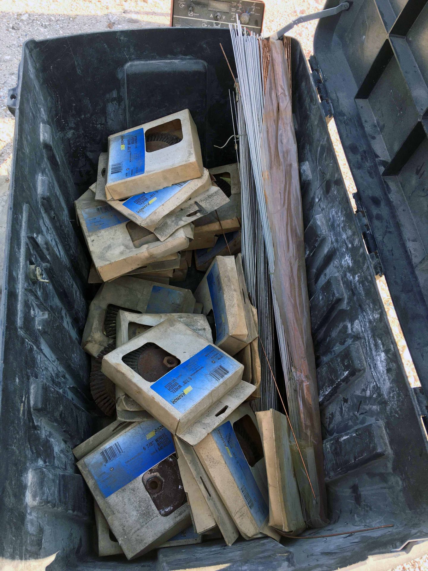 LOT OF WIRE BRUSHES & TIG WELDING RODS IN STORAGE BOX (Location 1: FlexDecks, Inc., 14325 West Hardy - Image 4 of 6