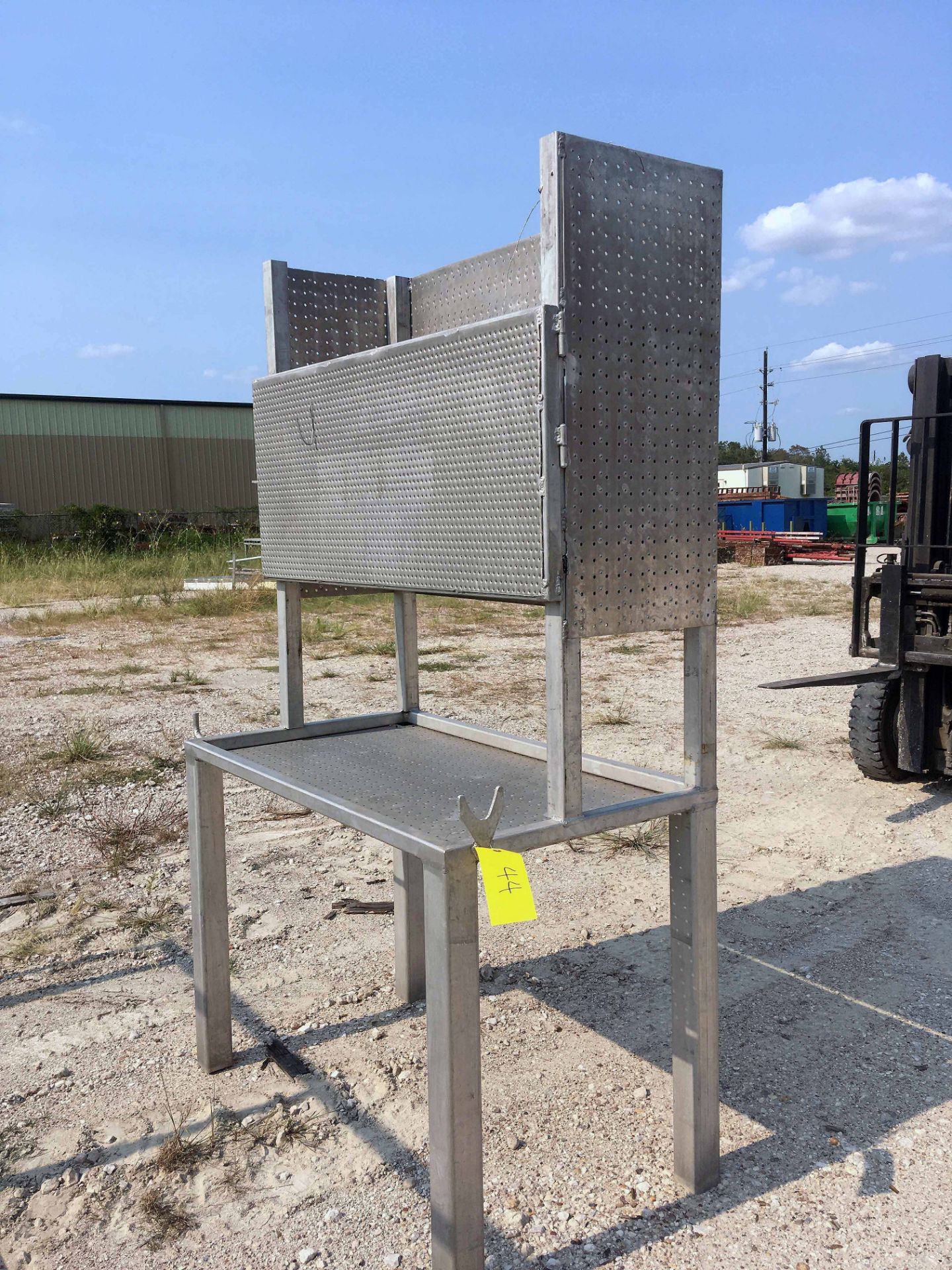 ALUMINUM WORKBENCH, SHOP MADE, w/cabinet (Location 1: FlexDecks, Inc., 14325 West Hardy Road,