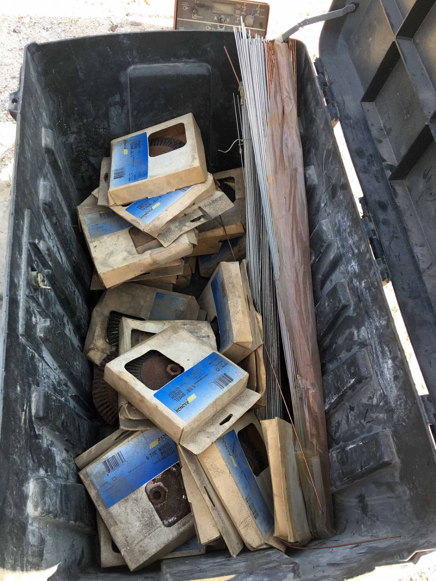 LOT OF WIRE BRUSHES & TIG WELDING RODS IN STORAGE BOX (Location 1: FlexDecks, Inc., 14325 West Hardy - Image 3 of 6