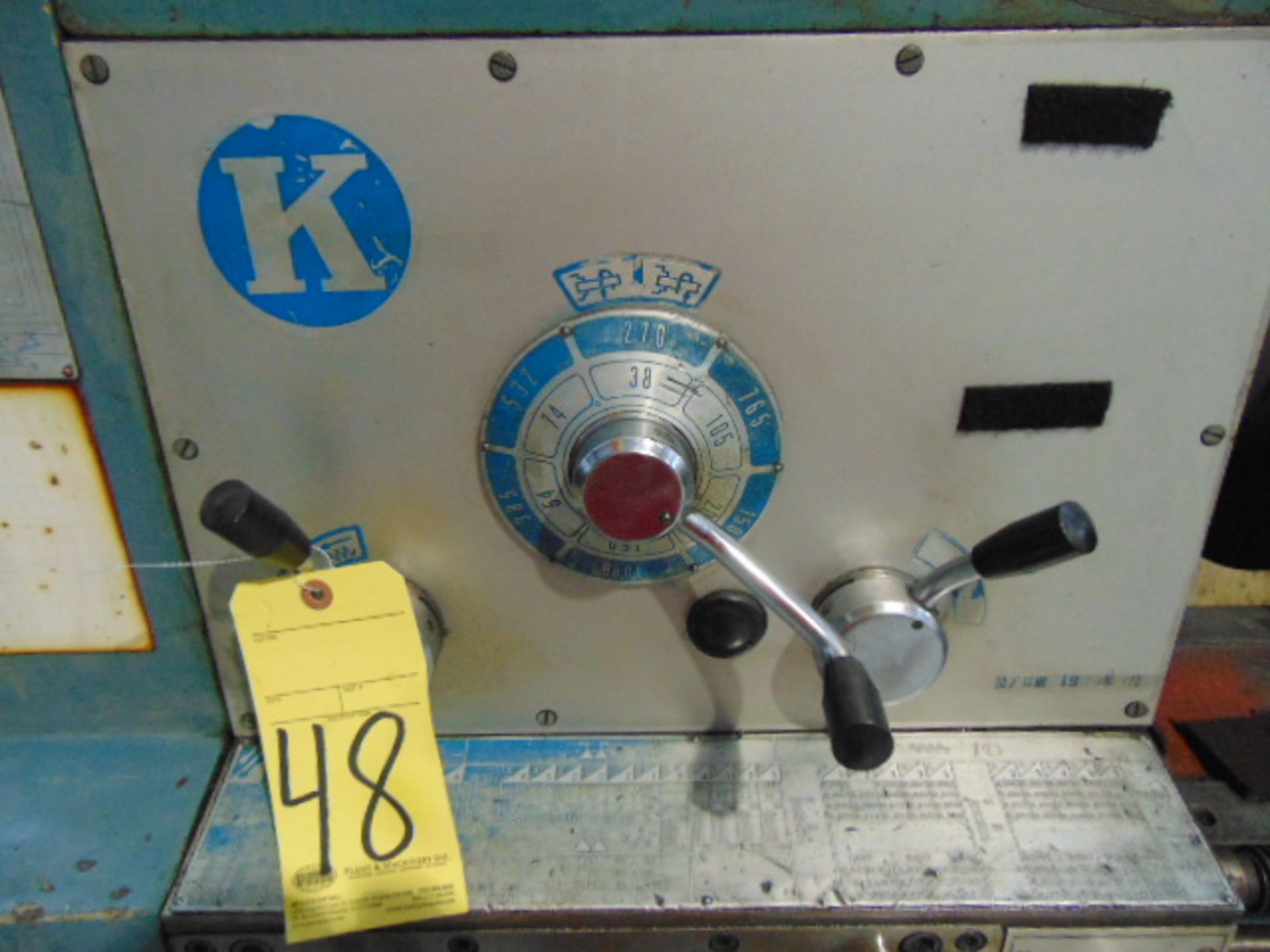 ENGINE LATHE, K 15" X 50", 3" bore, 12" chuck, toolpost, Trav-A-Dial - Image 5 of 14