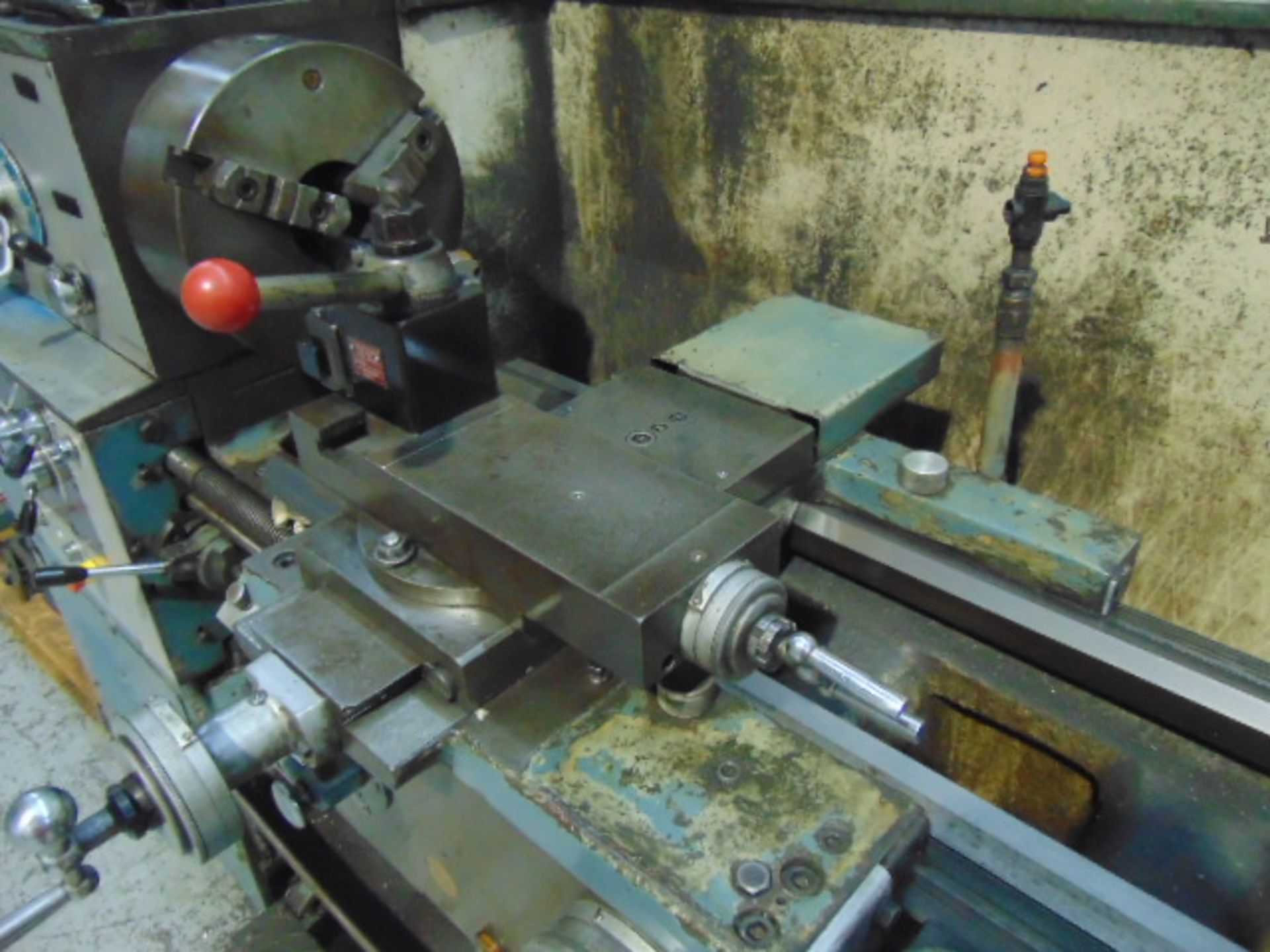 ENGINE LATHE, K 15" X 50", 3" bore, 12" chuck, toolpost, Trav-A-Dial - Image 8 of 14