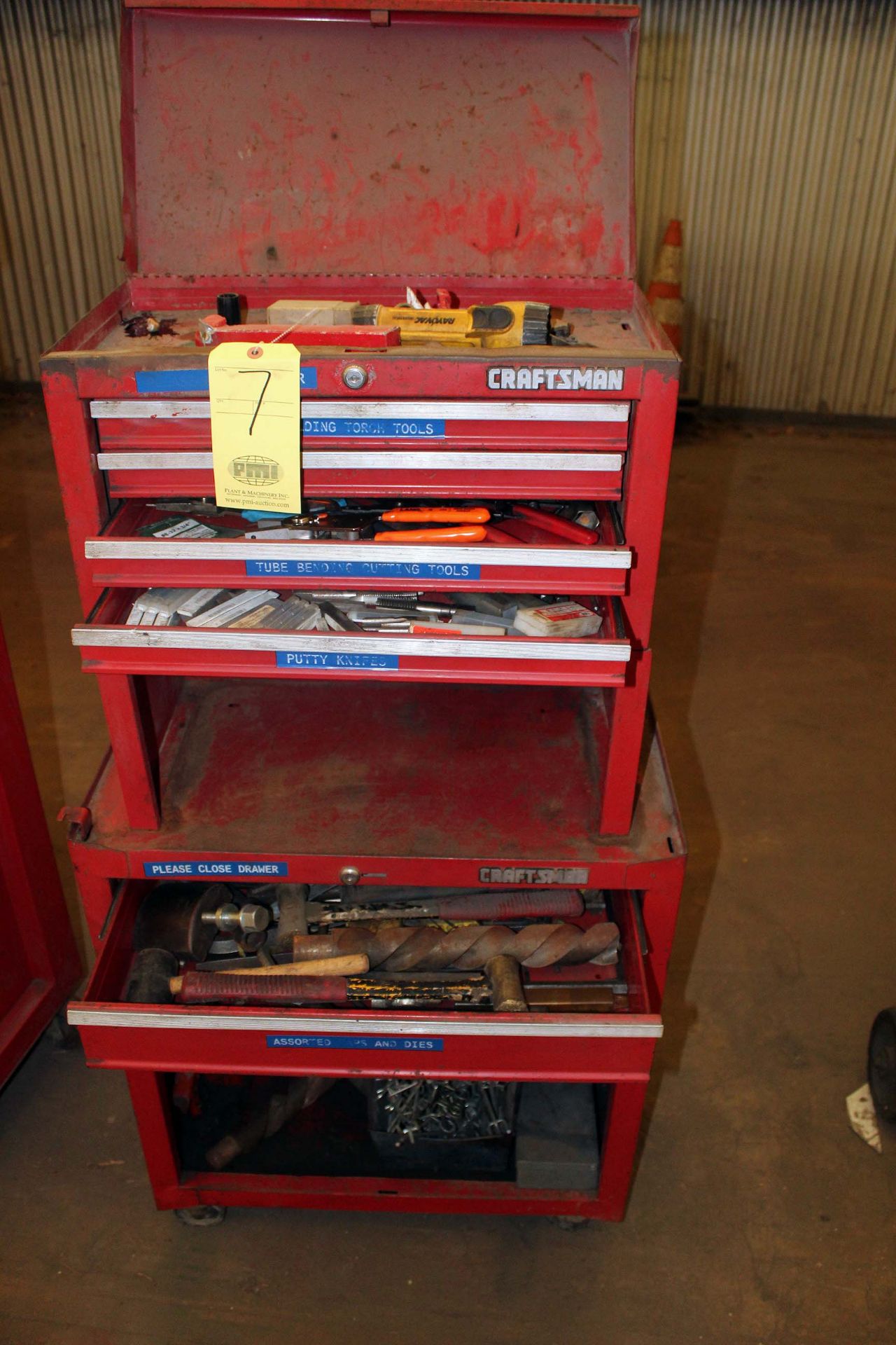 ROLLING TOOL BOX, CRAFTSMAN, 9-drawer, w/tools