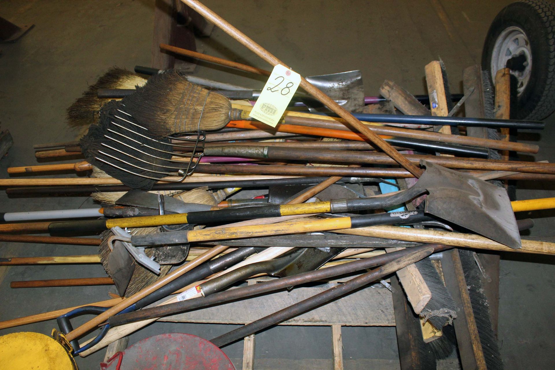 LOT CONSISTING OF: brooms, mops, shovels