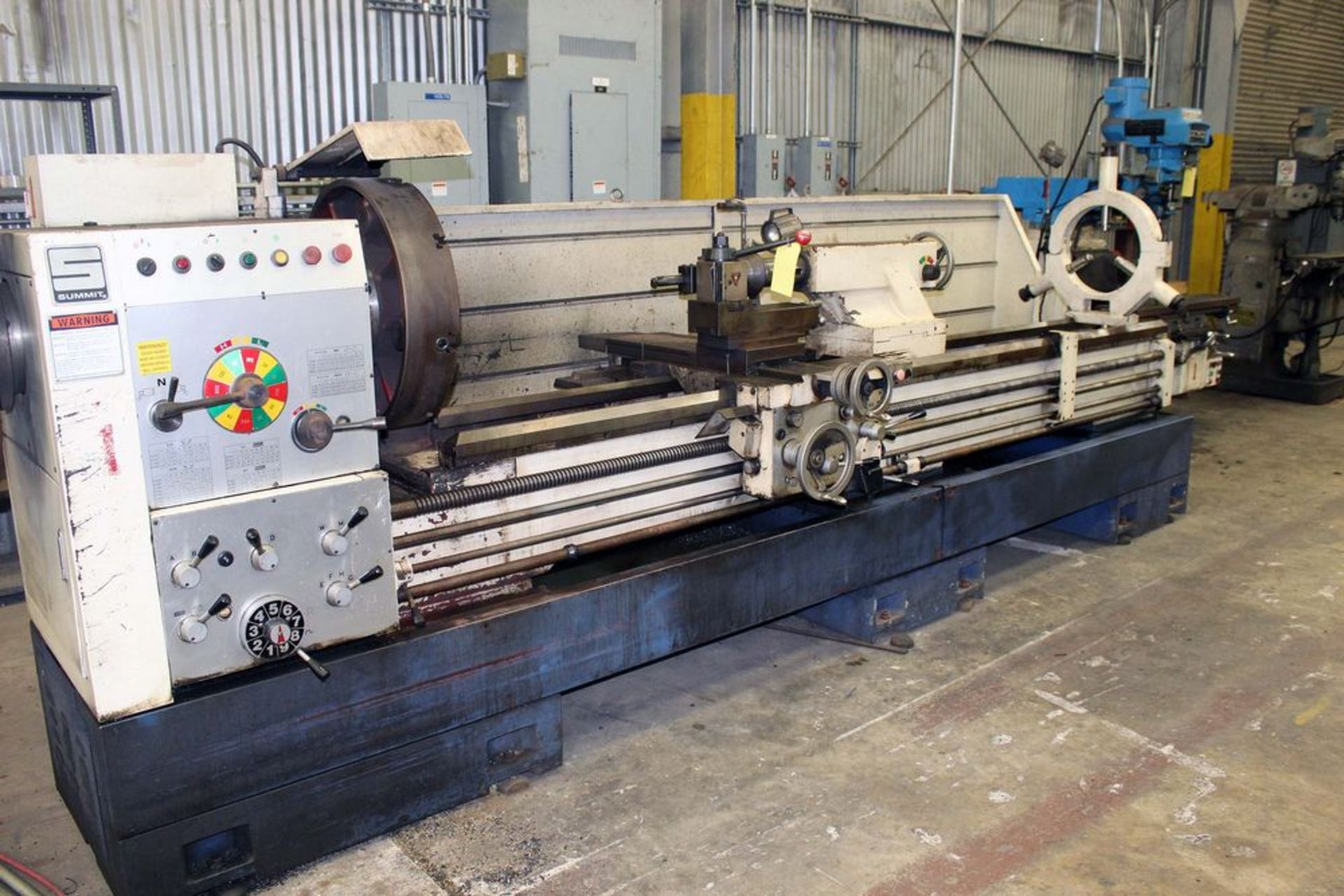 HOLLOW SPINDLE ENGINE LATHE, SUMMIT MDL. 26-6X120, 6-1/4" spdl. bore, 800 RPM, front & rear 24” dia.