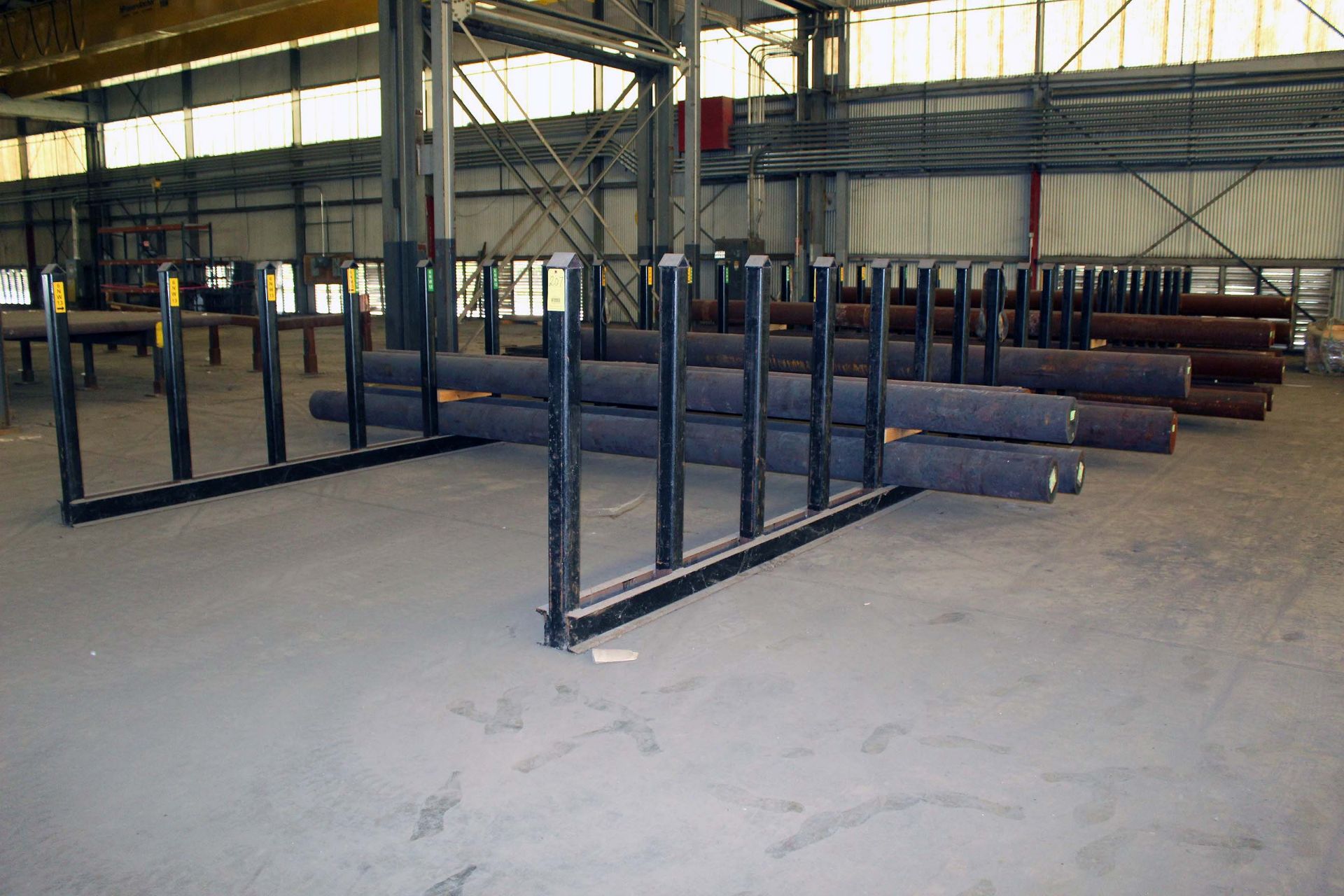 LOT OF BARSTOCK RACKS, sgl. leg up to 40'L.