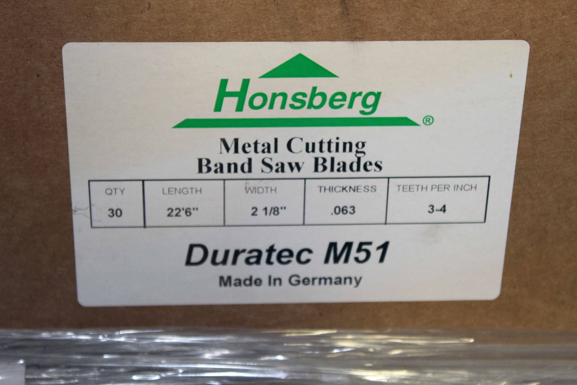 LOT OF BAND SAW BLADES, HONSBERG DURATEC MDL. M51, 22' 6" x 2.125 x .063 to 3/4 TPR - Image 2 of 2