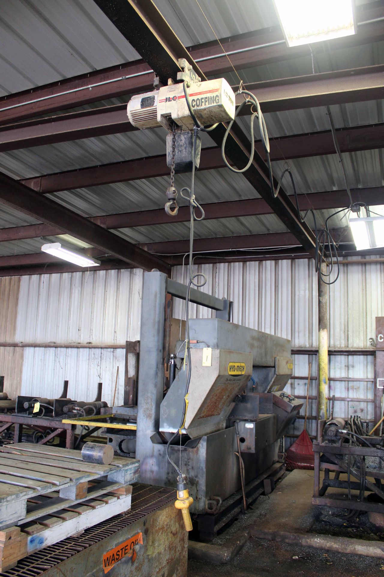 ELECTRIC HOIST, COFFING MDL. JLC, 1/2 T. cap., 3-phase, w/trolly,