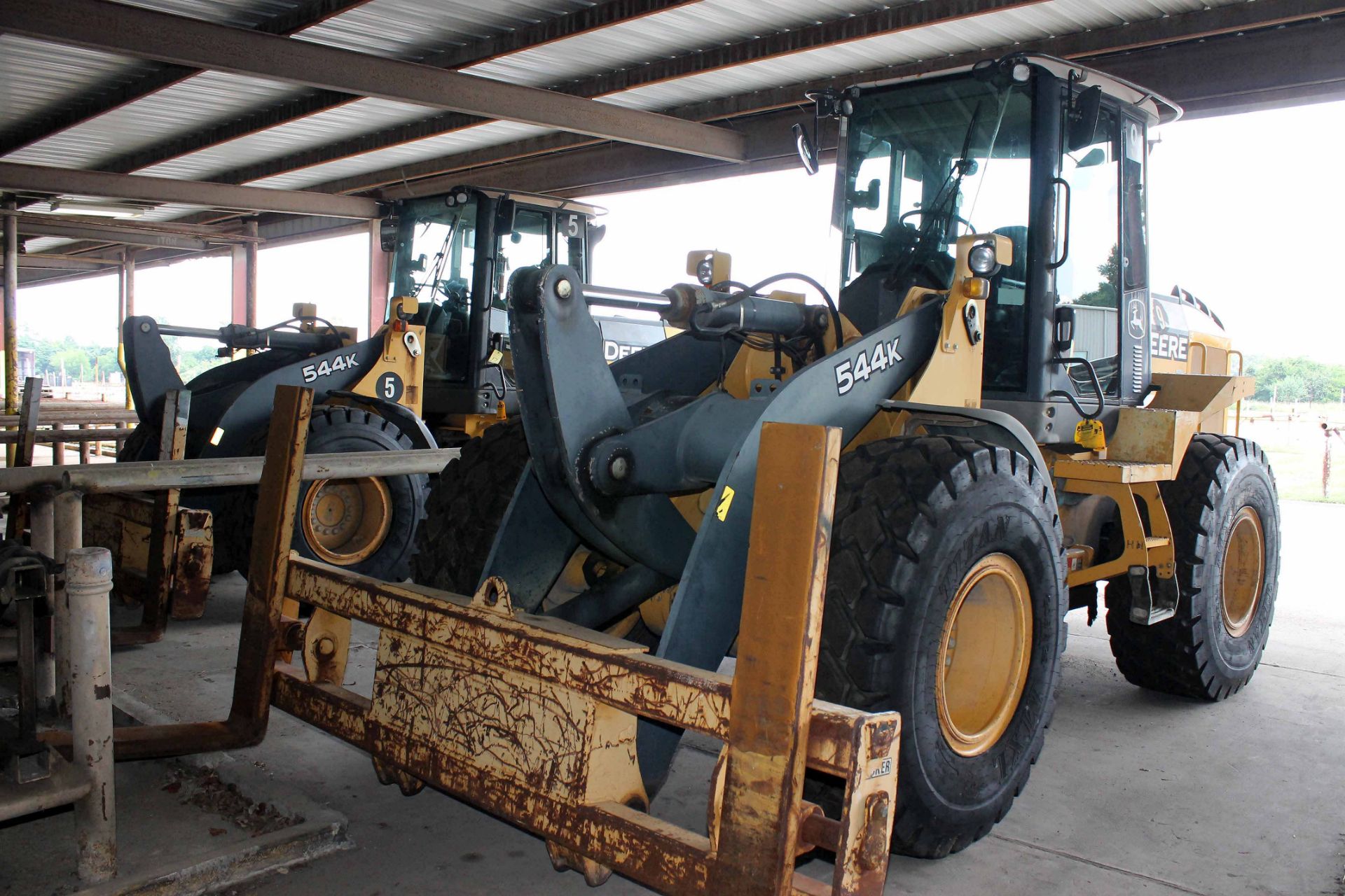 HIGH-LIFT WHEEL LOADER, JOHN DEERE 544K, new 2005, diesel, Wickler 6' x 8" forks, S/N DW544KZ625398