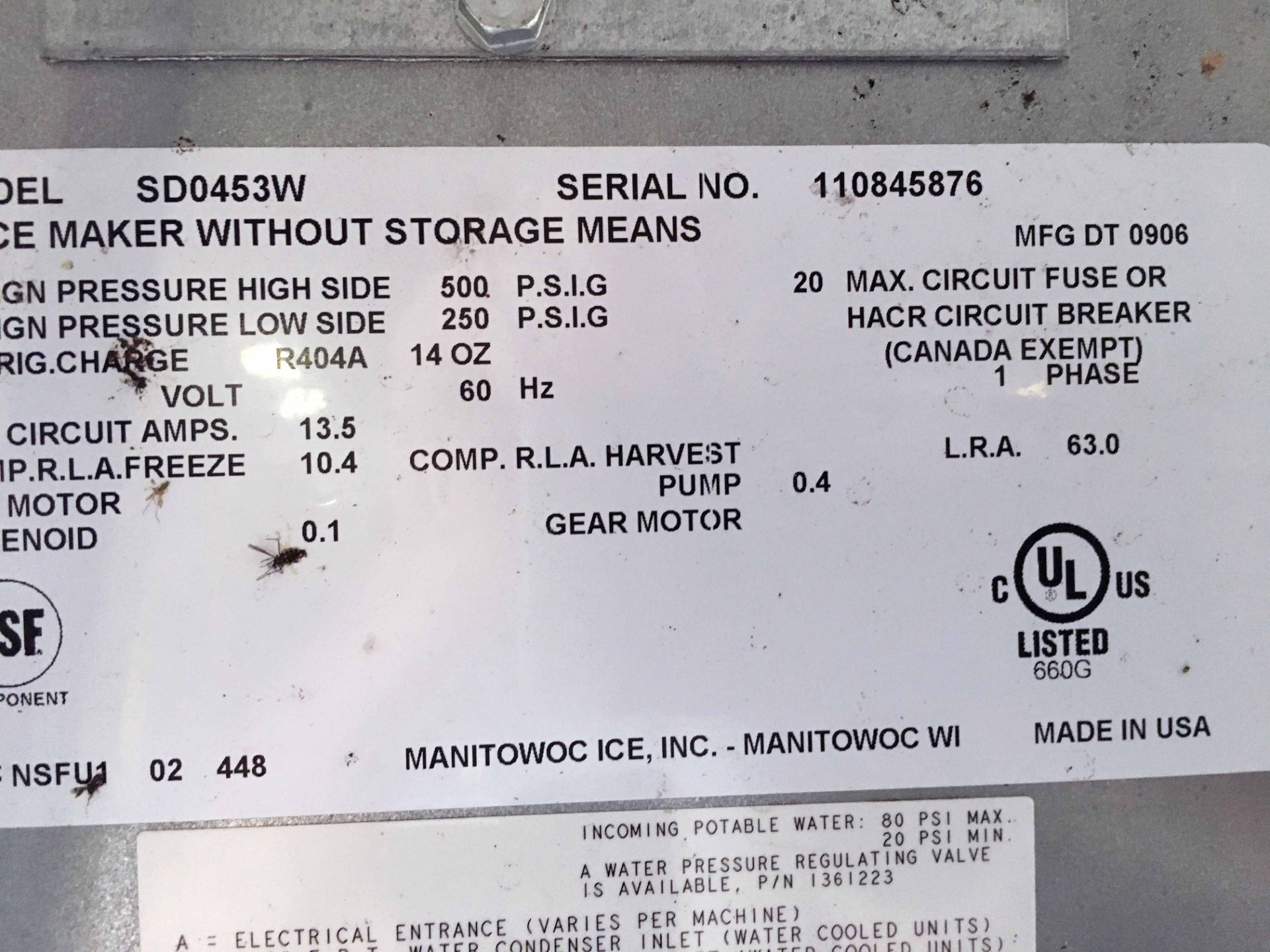 ICE MACHINE & DISPENSER, MANITOWAC MDL. SD0453W, S/N 110845876, MDL. SPA 310, S/N 1120287132 - Image 3 of 3