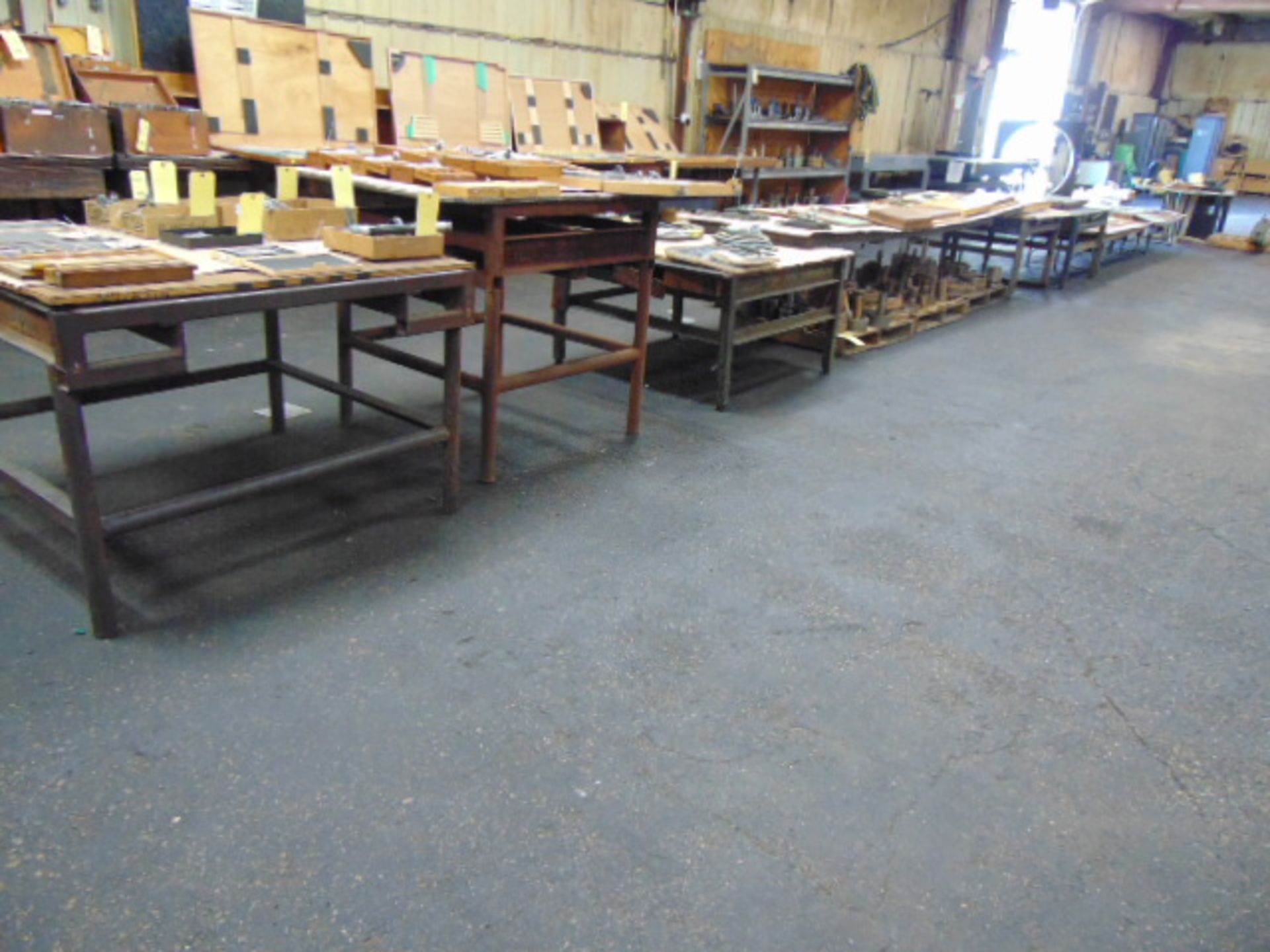 LOT CONSISTING OF: (5) steel stands, (4) benches & (2) tables
