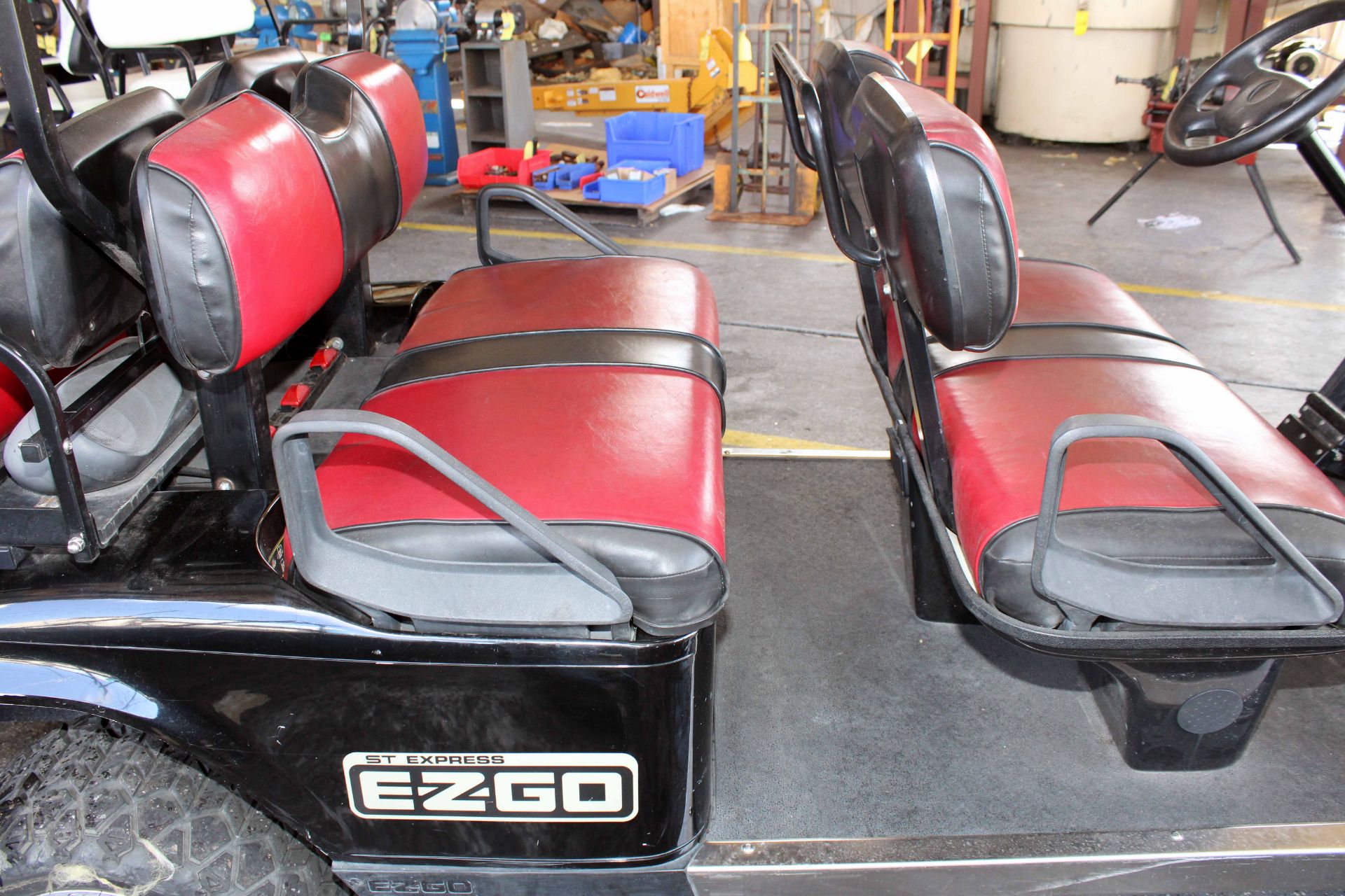 GOLF CART, EZ-GO, ST EXPRESS, gasoline, lift kit, extra wide, tires, (2) dbl. seats, rear platform - Image 8 of 8
