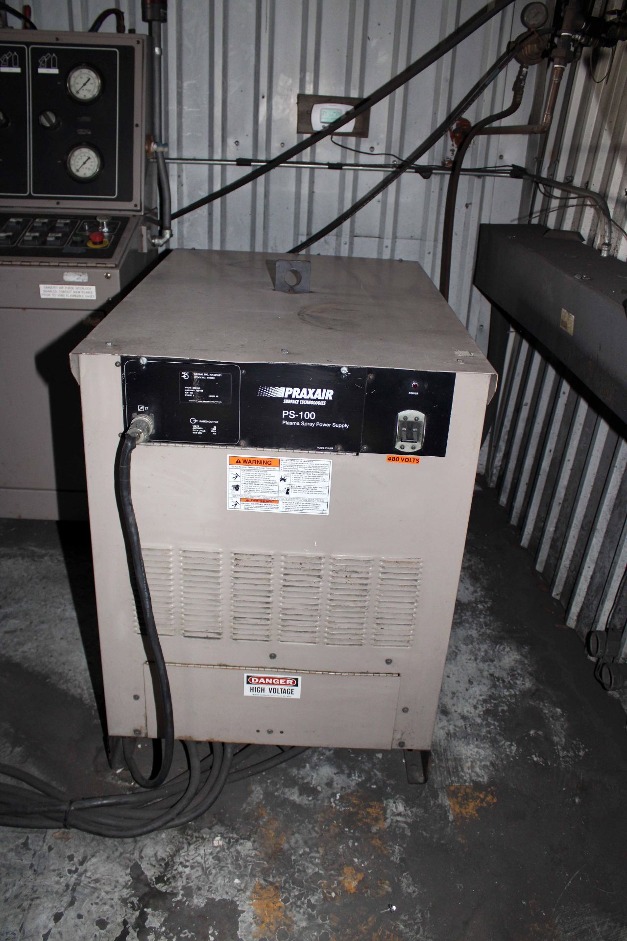 PLASMA SPRAY POWDER SUPPLY, PRAXAIR MDL. PS-100, gas control panel, Mdl. PC-100 pwr. supply control, - Image 5 of 10