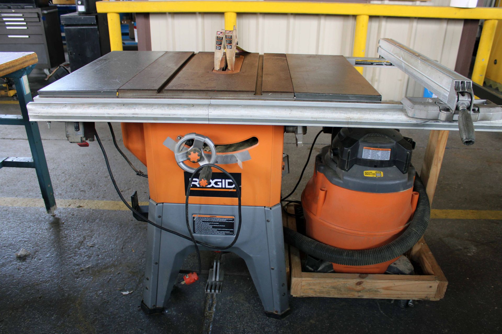 LOT CONSISTING OF: Ridgid 10" Mdl. R4512 table saw, Ridgid blower vacuum - Image 2 of 4